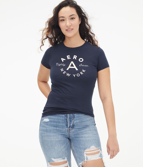 Aero New York Circle Foil Graphic Tee Aero New York Circle Foil Graphic Tee