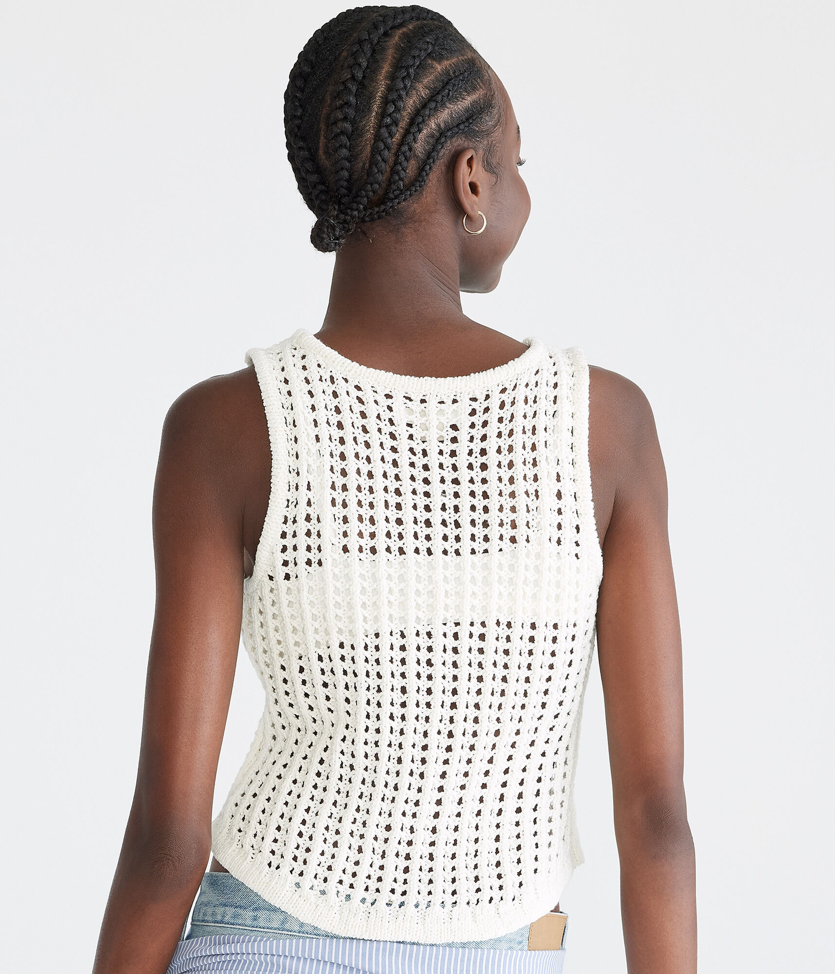 Crocheted Scoop-Neck Cropped Tank