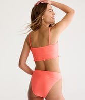 Ribbed High-Cut V-Front Cheeky Bikini Bottom
