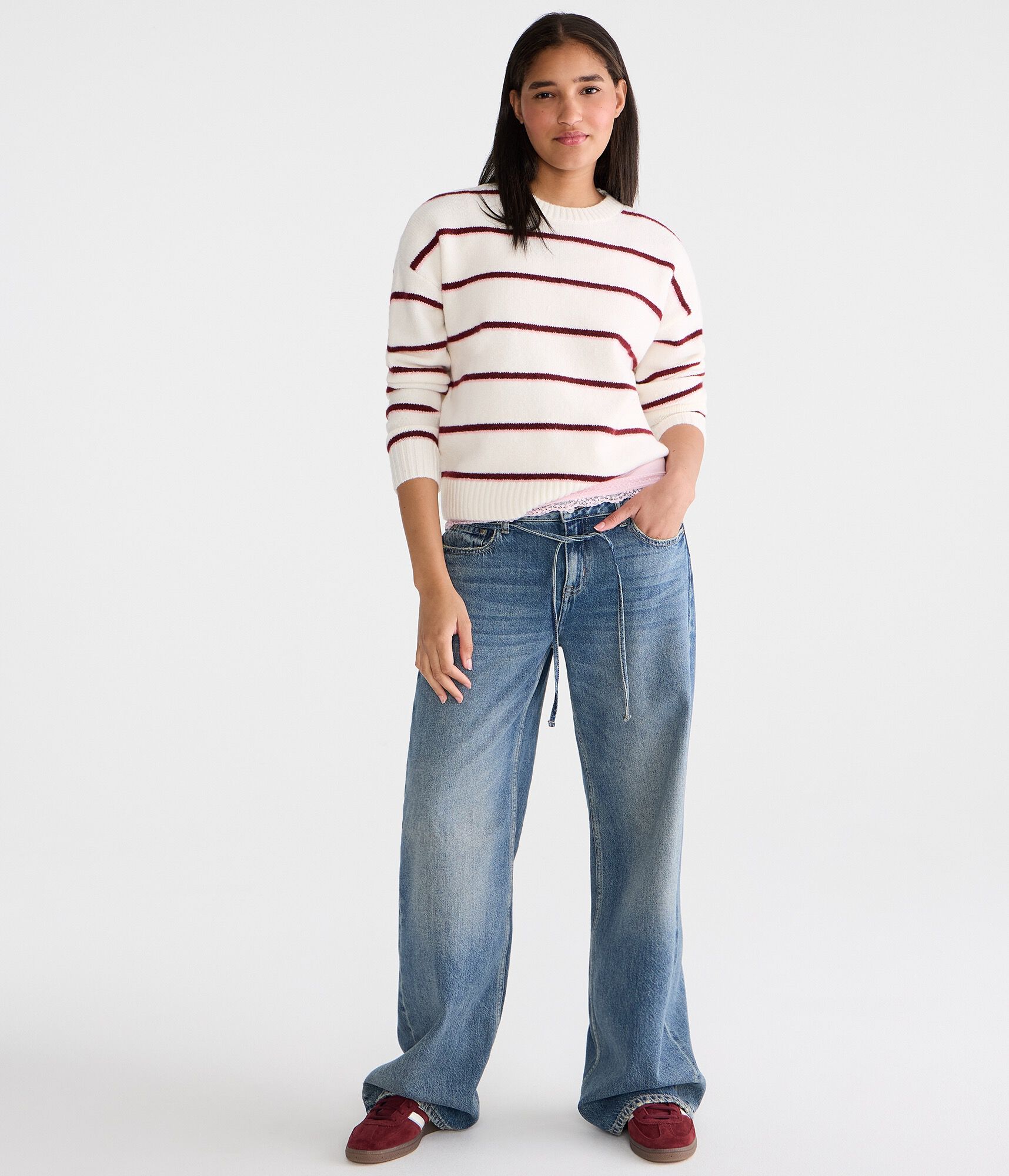 Striped Cozy Crew Sweater