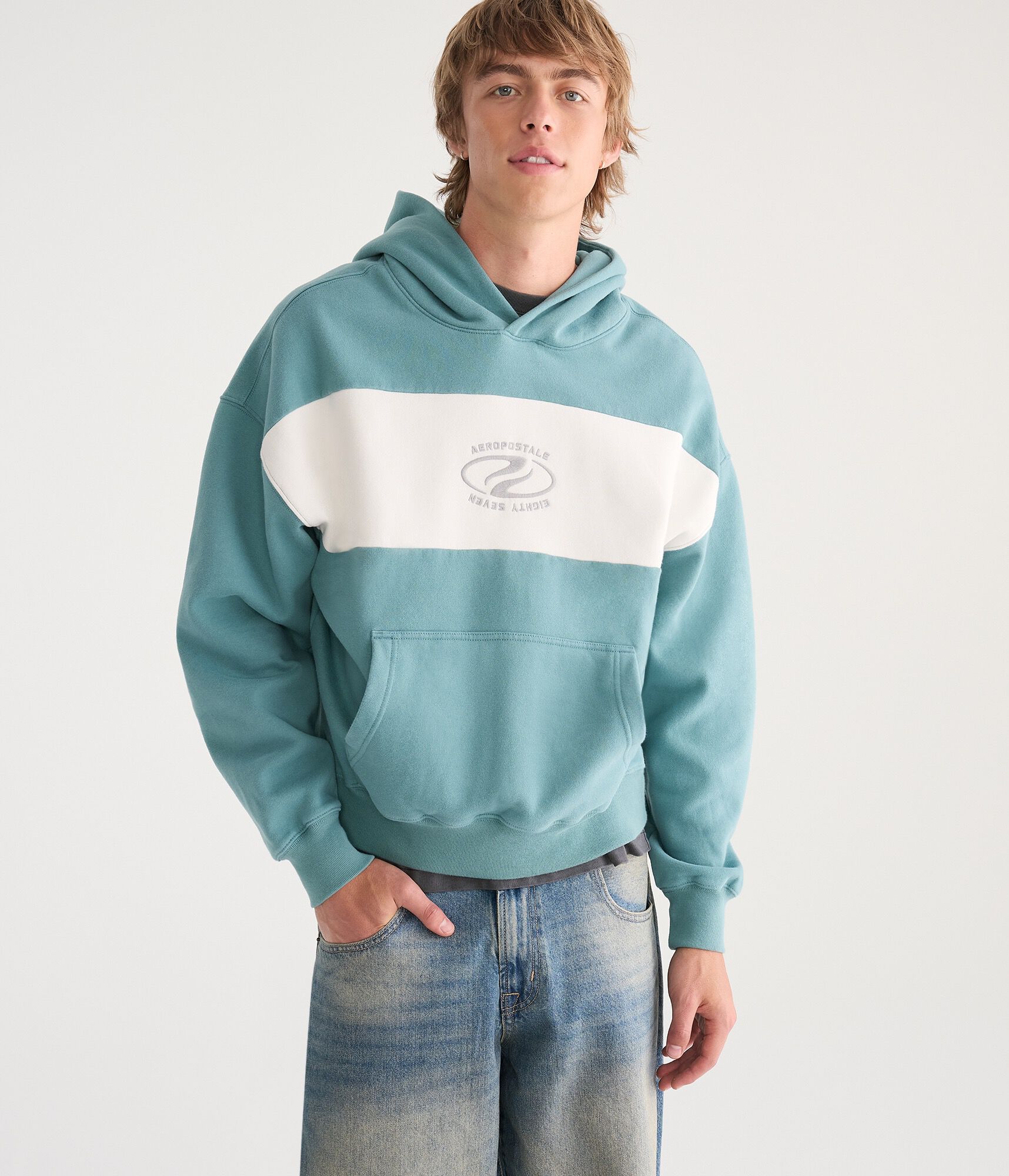 Cloud Soft Aeropostale Colorblock Boxy Pullover Hoodie