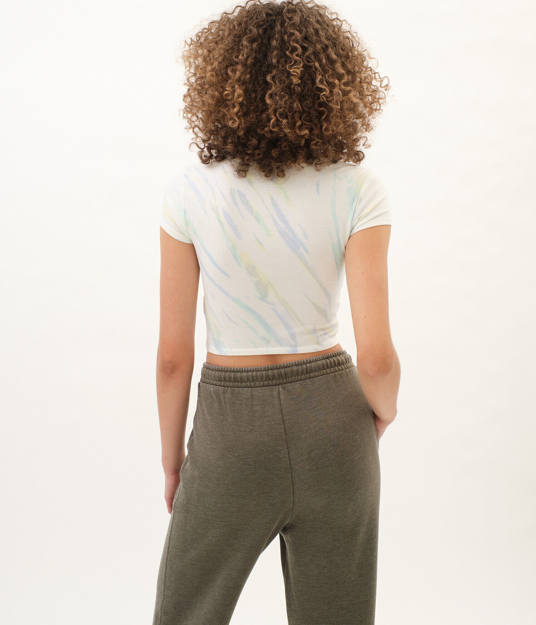 Tie-Dye Cropped Snap Henley Tee