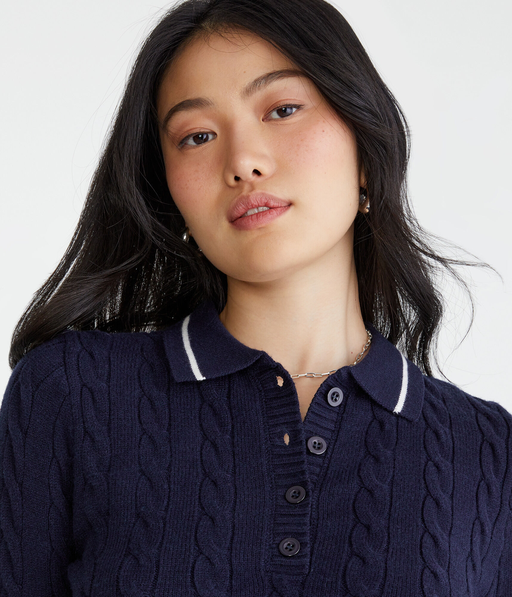 ニット・セーター IONSEOUL Line Short Sleeve Polo Knit (3color) JE1248 Ethan Open Collar Knit Polo