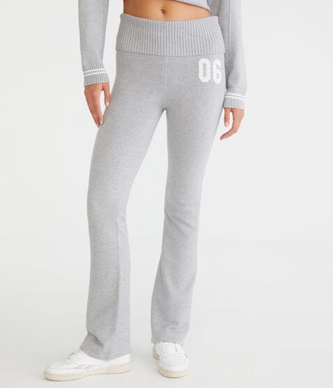 Flare Sports Jersey Fold-Over Sweater Pants Flare Sports Jersey Fold-Over Sweater Pants