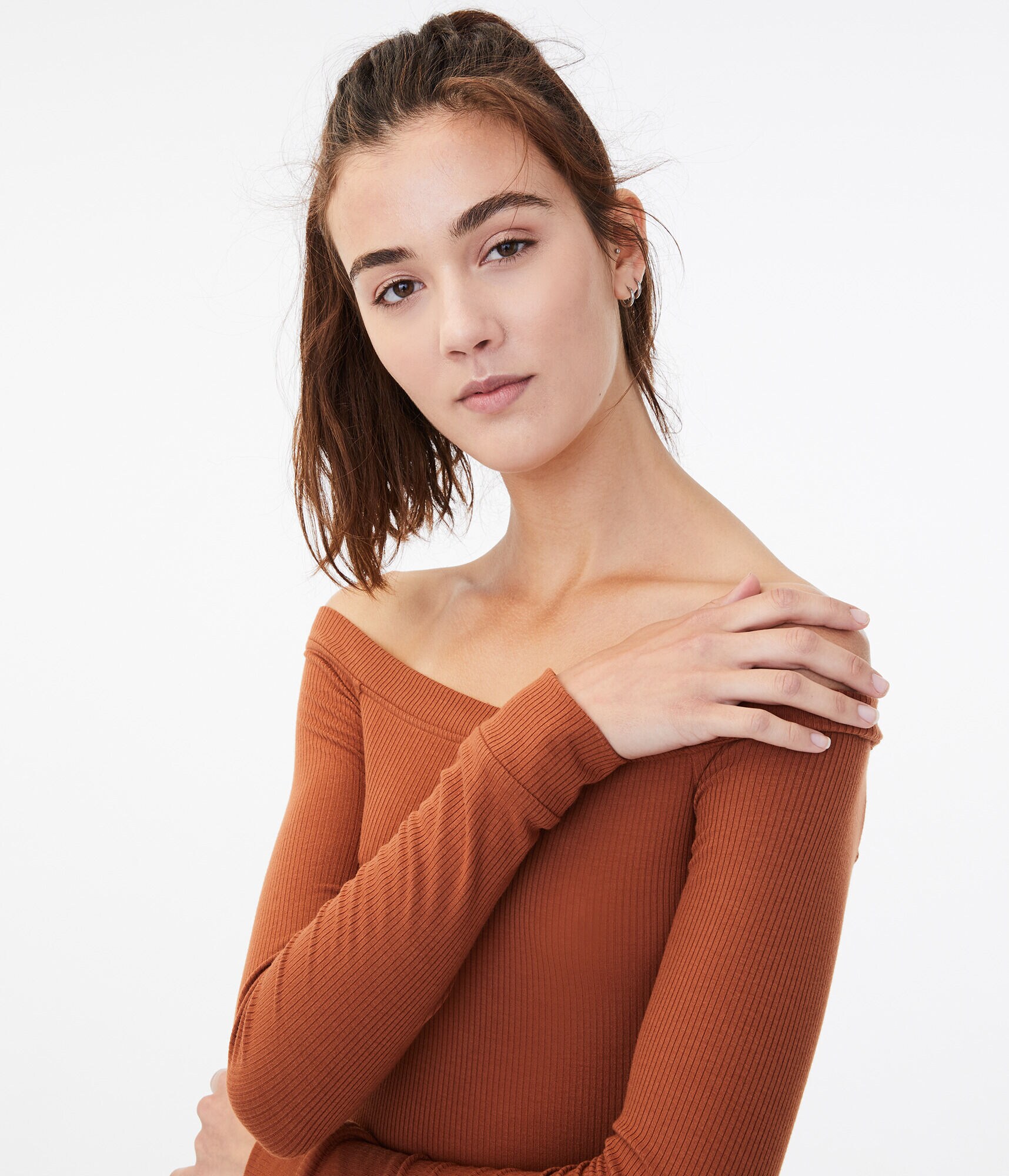 Long Sleeve Seriously Soft Off-The-Shoulder Bodycon Top***