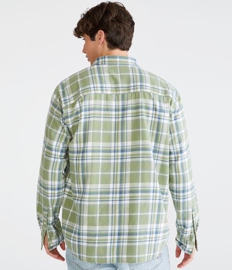 Long Sleeve Relaxed Washed Plaid Flannel Shirt Long Sleeve Relaxed Washed Plaid Flannel Shirt
