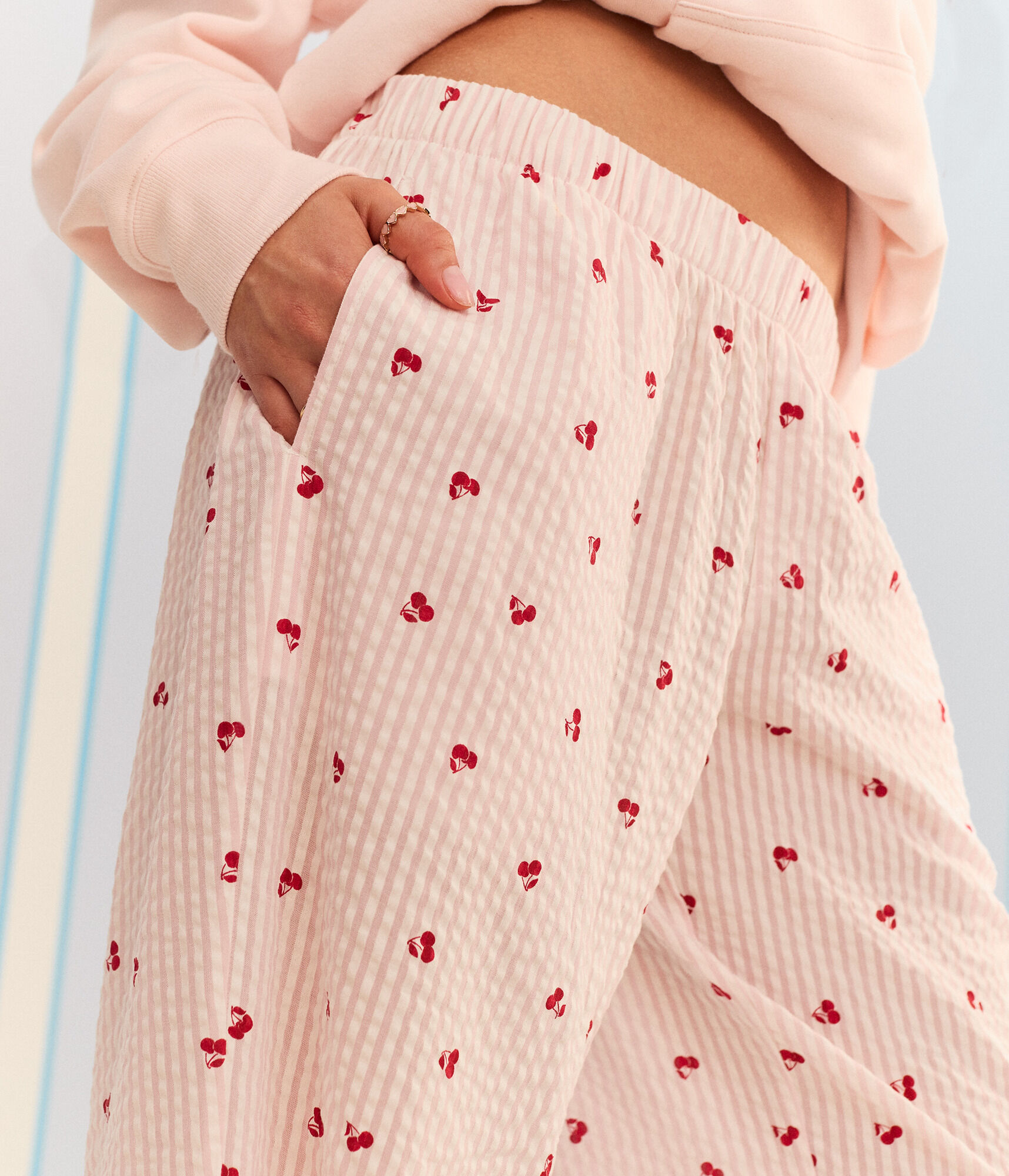 Demetra for Aero Striped Cherry Sleep Pants