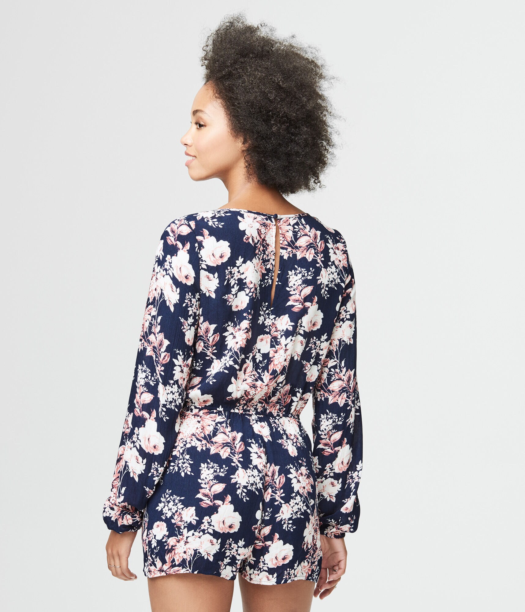 Floral Lace-Up Romper