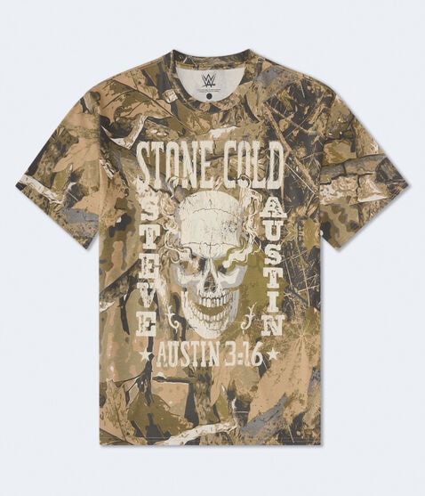 WWE Stone Cold Skull Camo Relaxed Graphic Tee WWE Stone Cold Skull Camo Relaxed Graphic Tee
