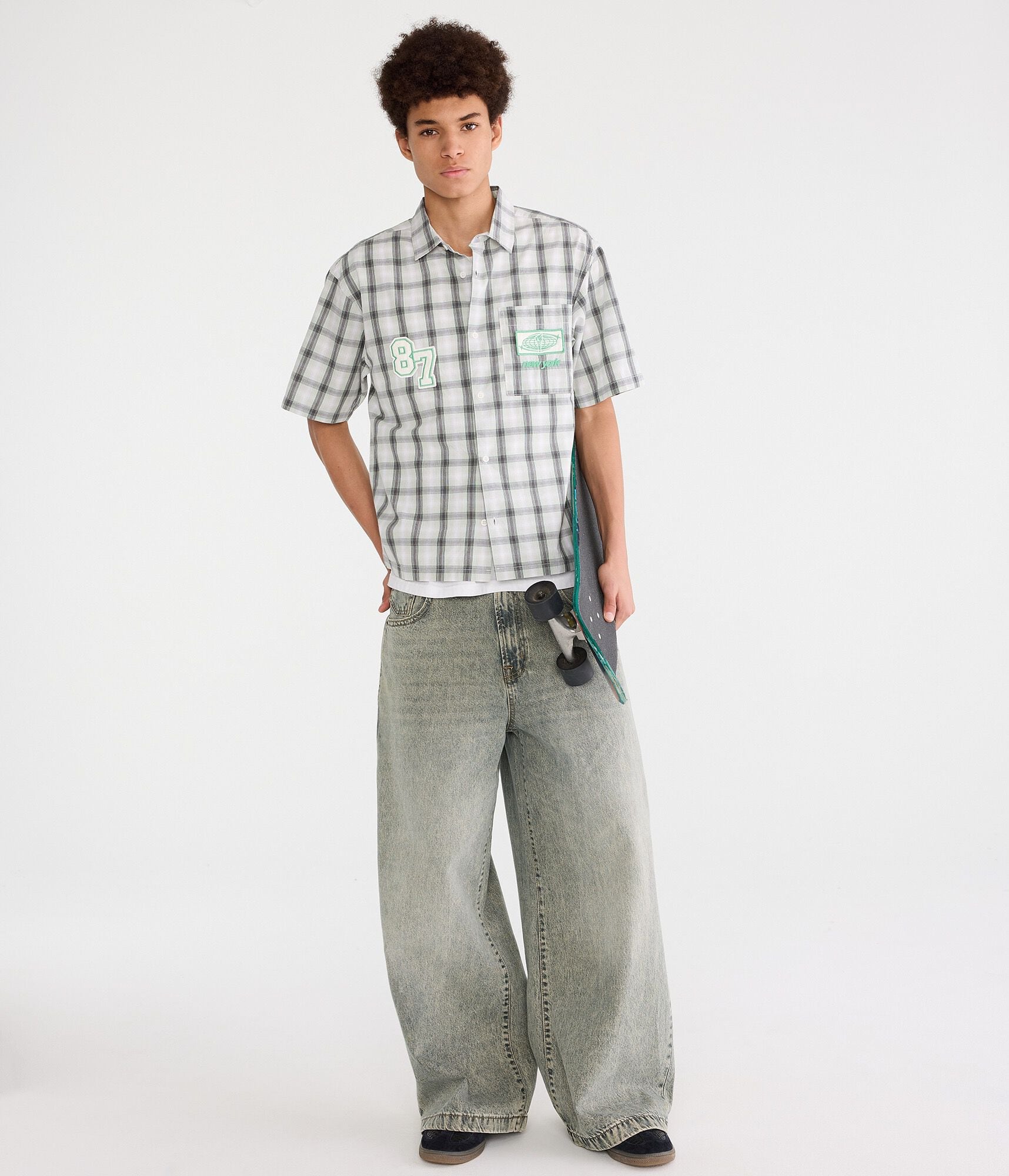 New York 87 Microplaid Boxy Shirt