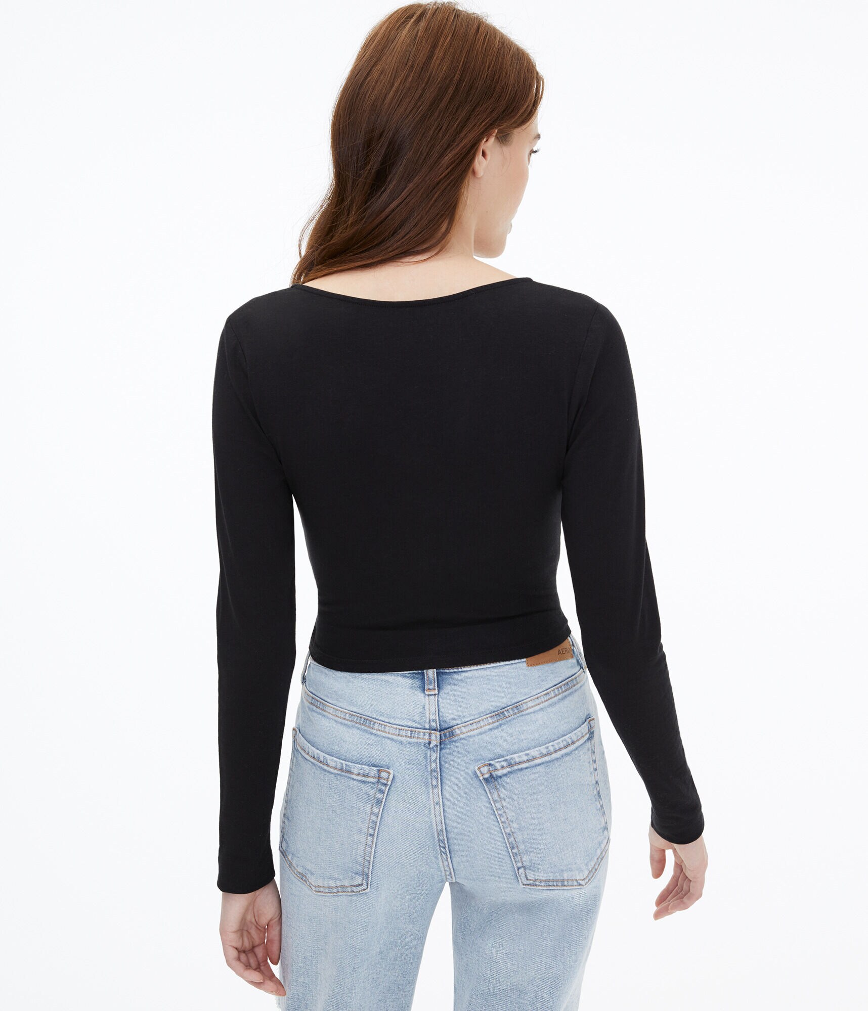 Long Sleeve Surplice Crop Top
