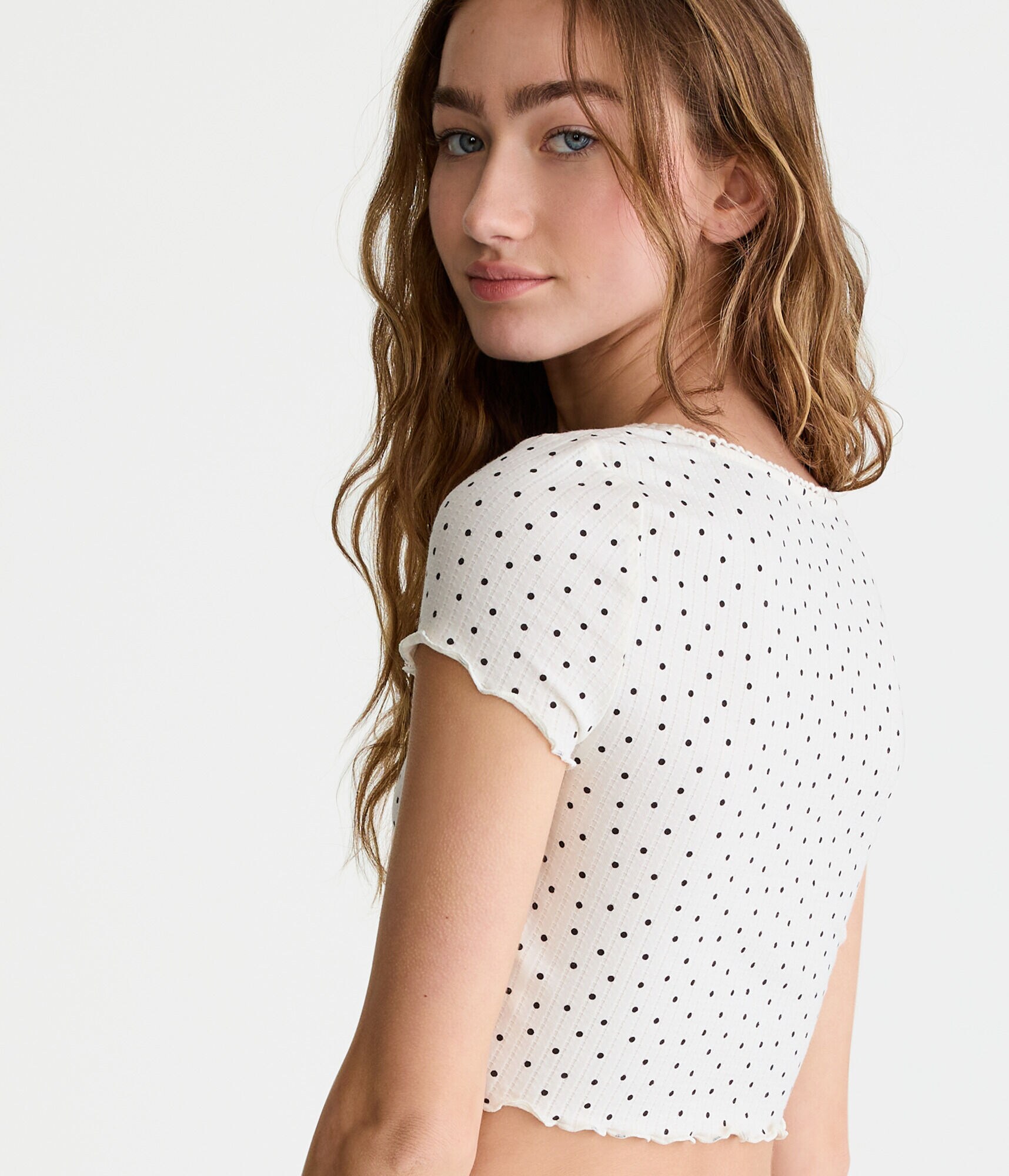 Polka Dot Cropped Sleep Tee