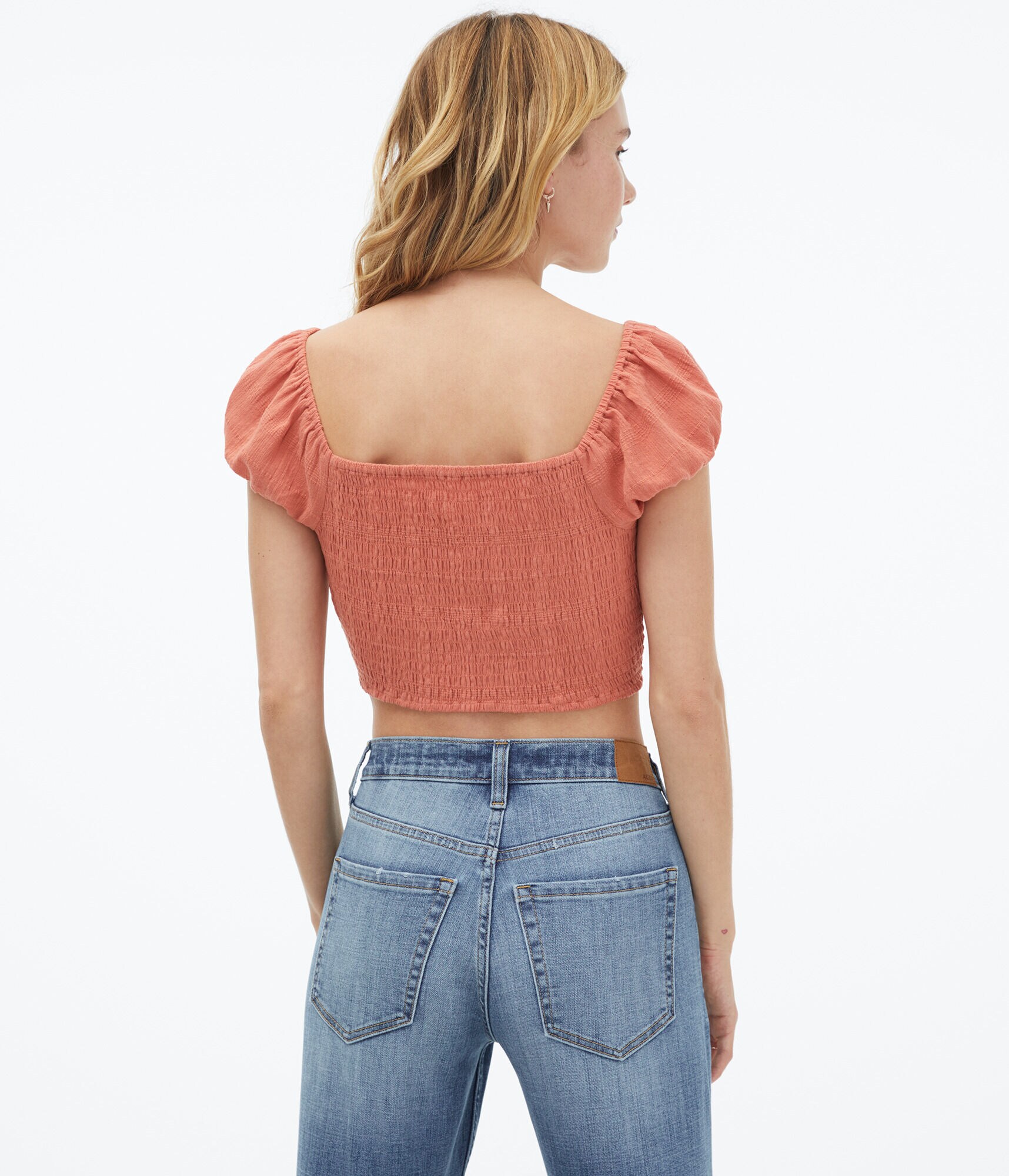 Textured Lace-Front Crop Top
