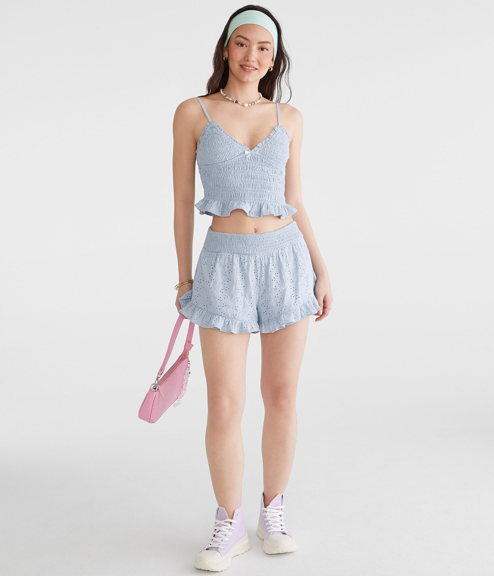 Eyelet Ruffle Boxer Shorts