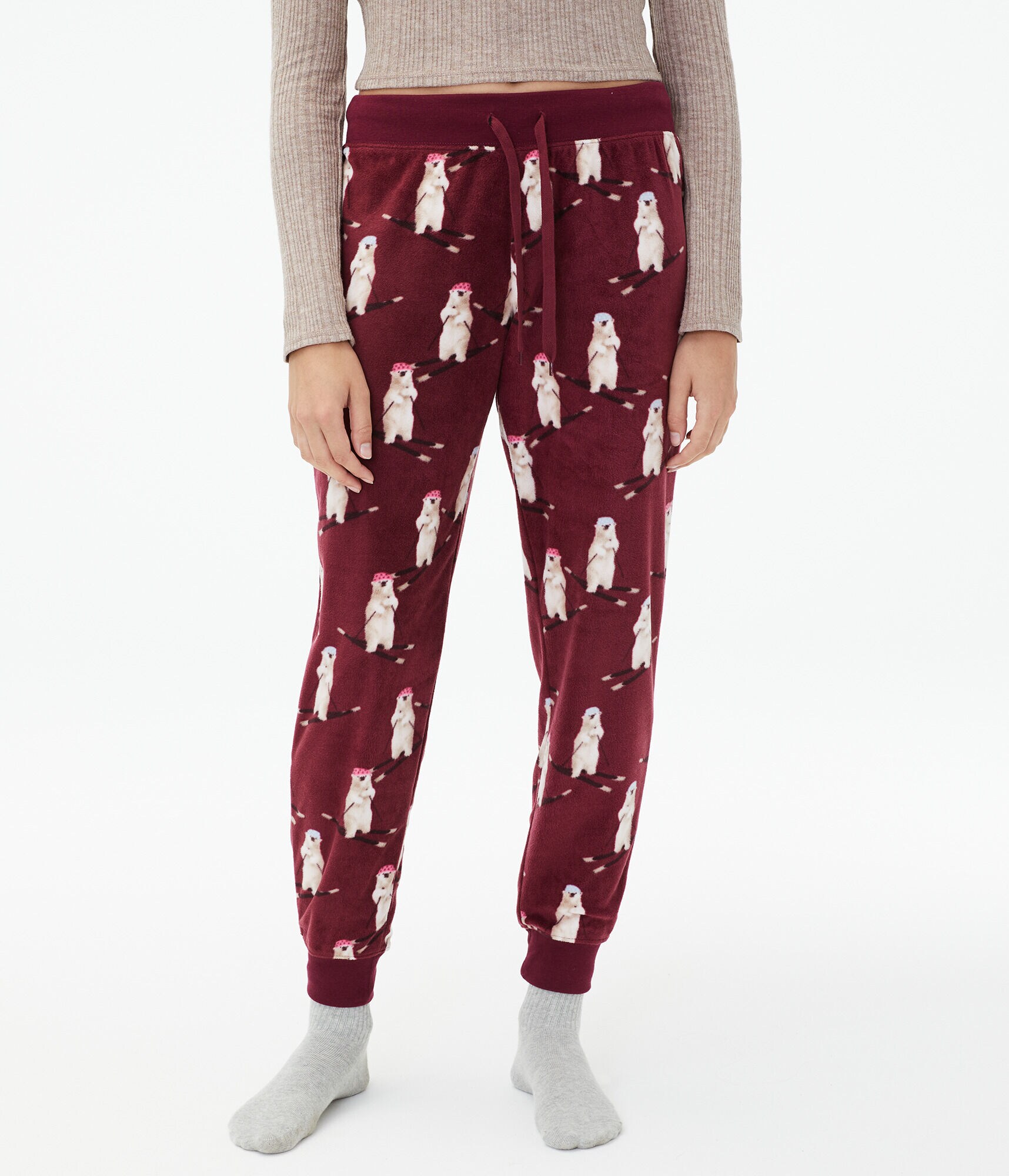Skiing Polar Bears Polyfleece Joggers