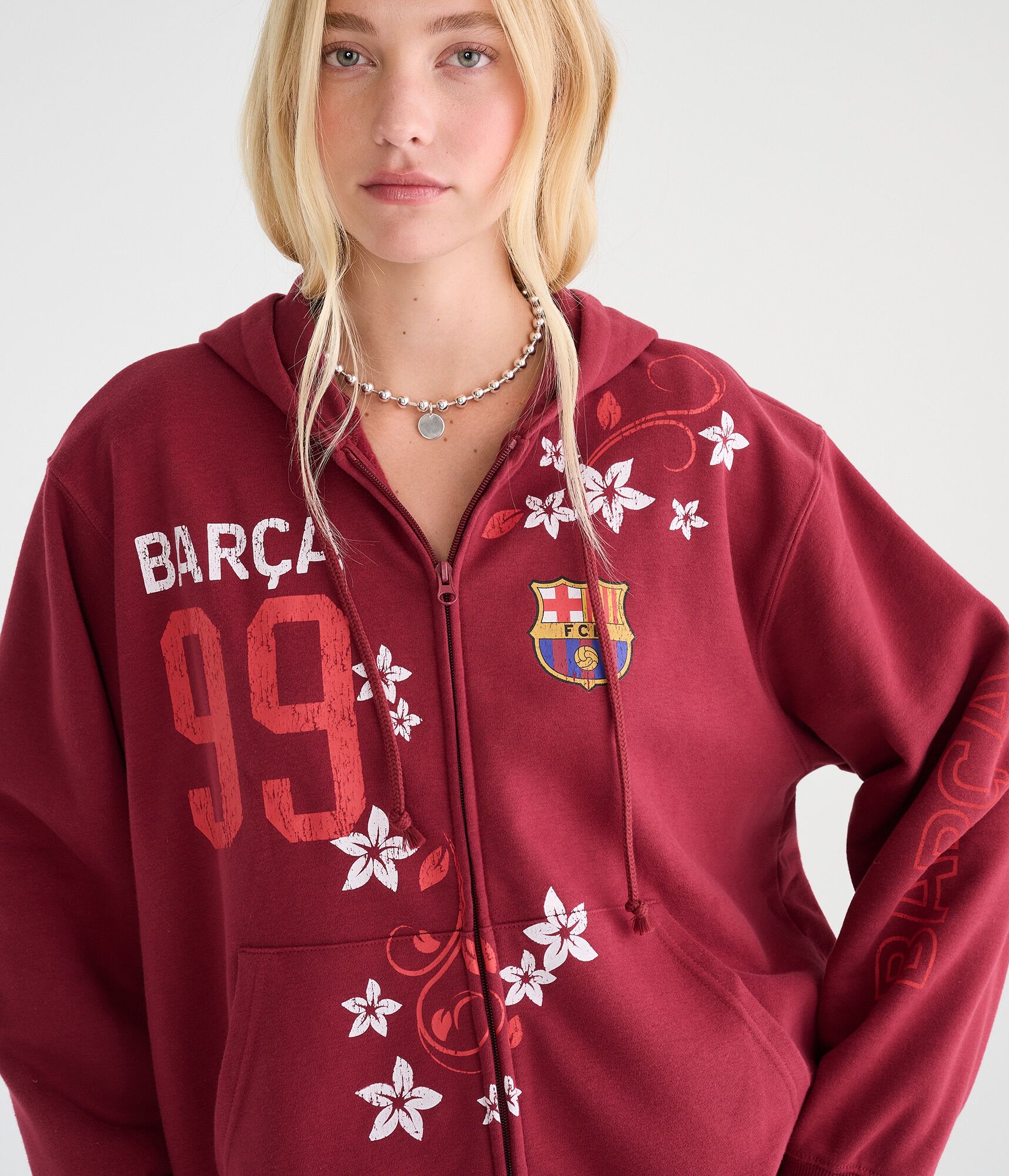 FC Barcelona Floral Full-Zip Hoodie