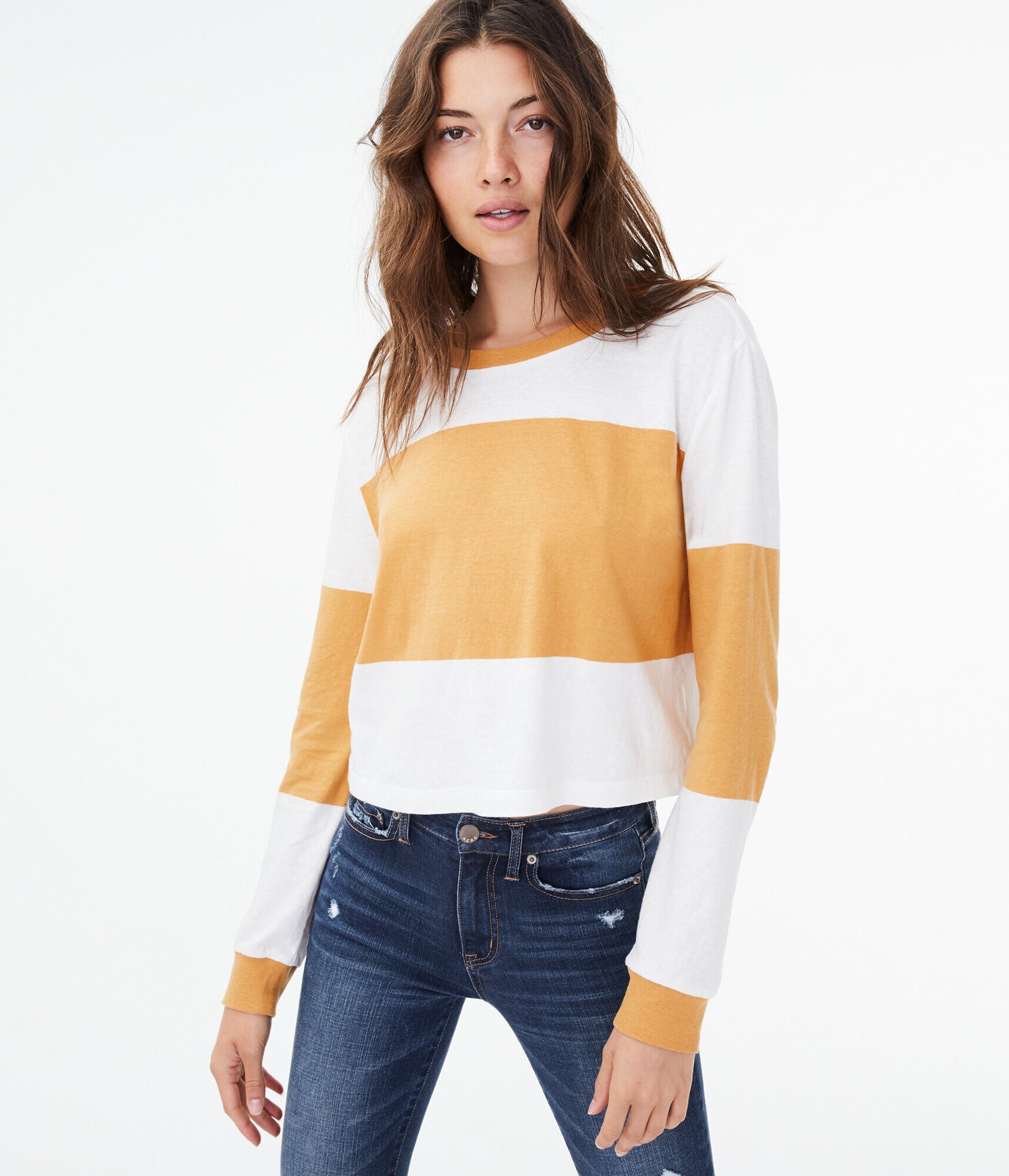Long Sleeve Striped Tomboy Crew Tee