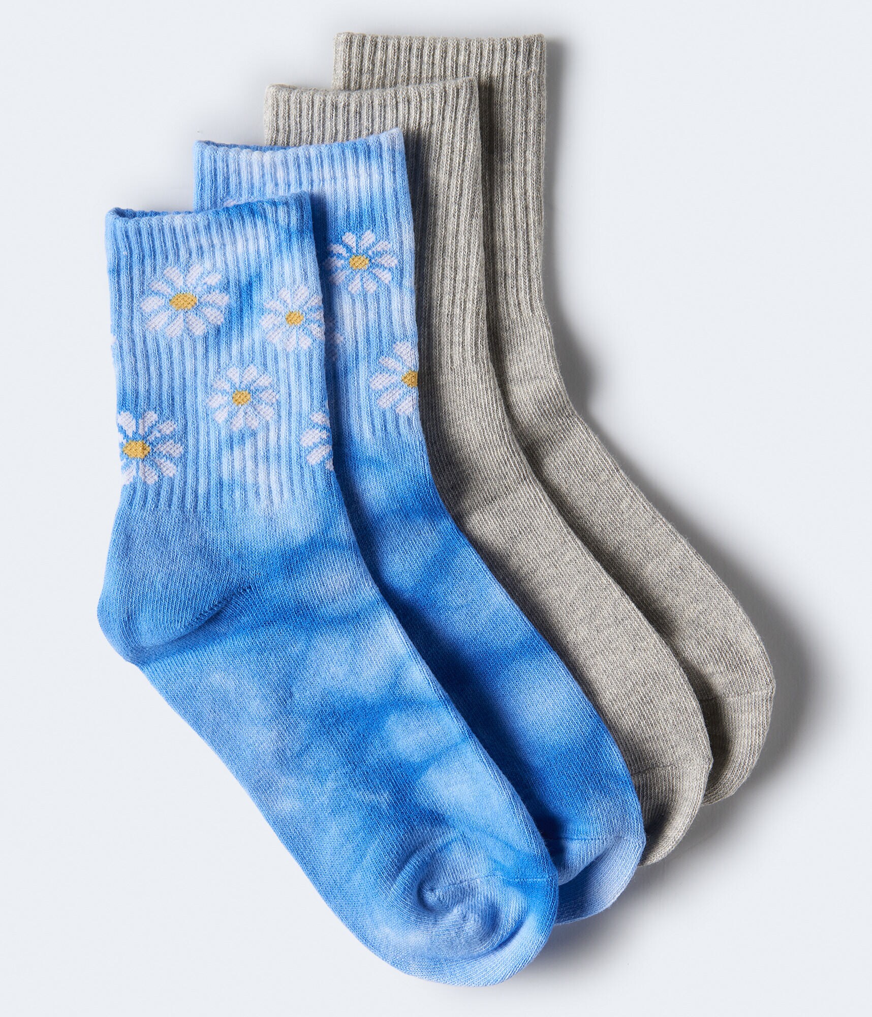 Daisy Tie-Dye &amp; Solid Crew Sock 2-Pack