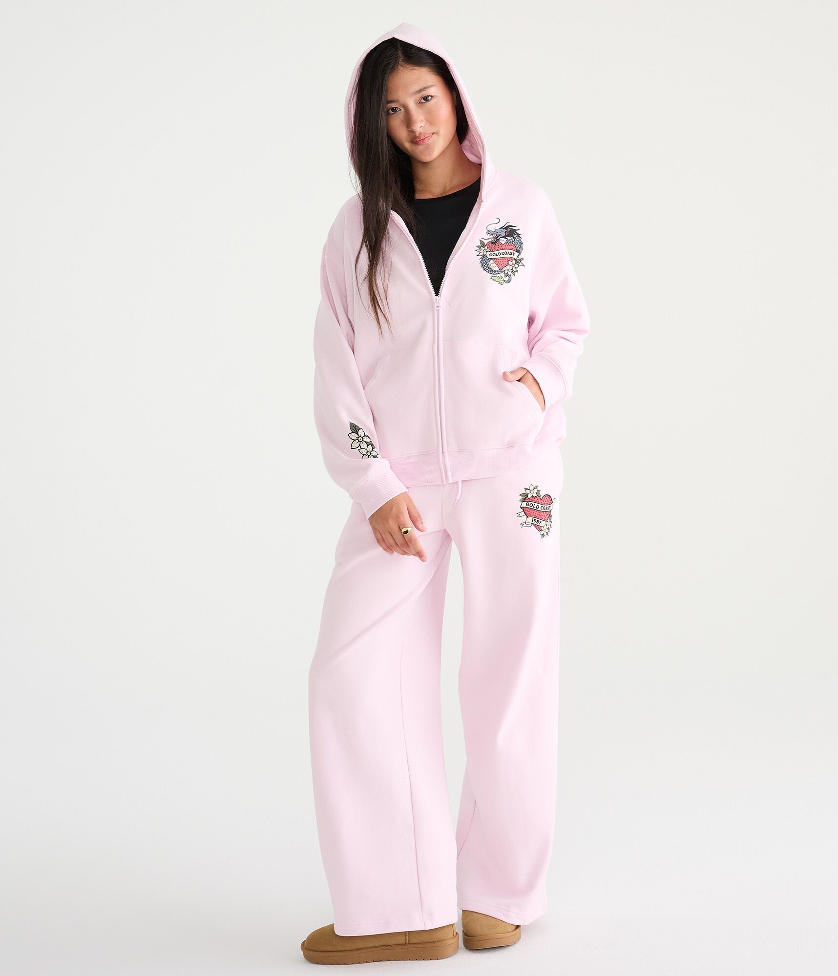 D&eacute;j&agrave; For Aero Gold Coast Dragon Oversized Full-Zip Hoodie
