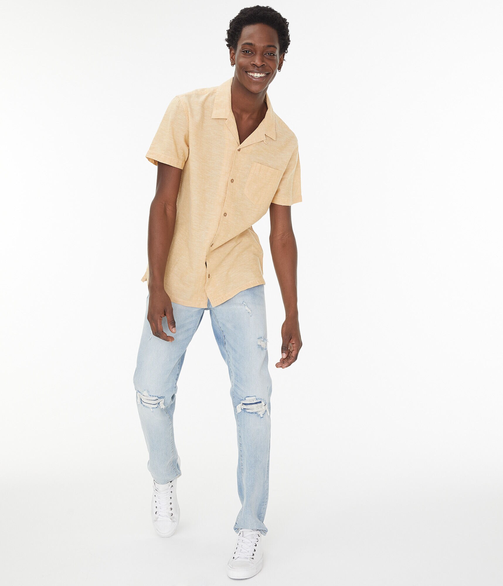 Solid Button-Down Resort Shirt