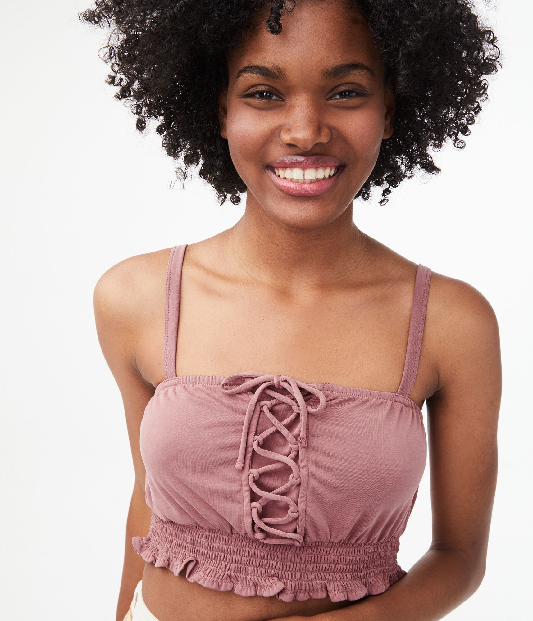 Seriously Soft Lace-Up Crop Tank