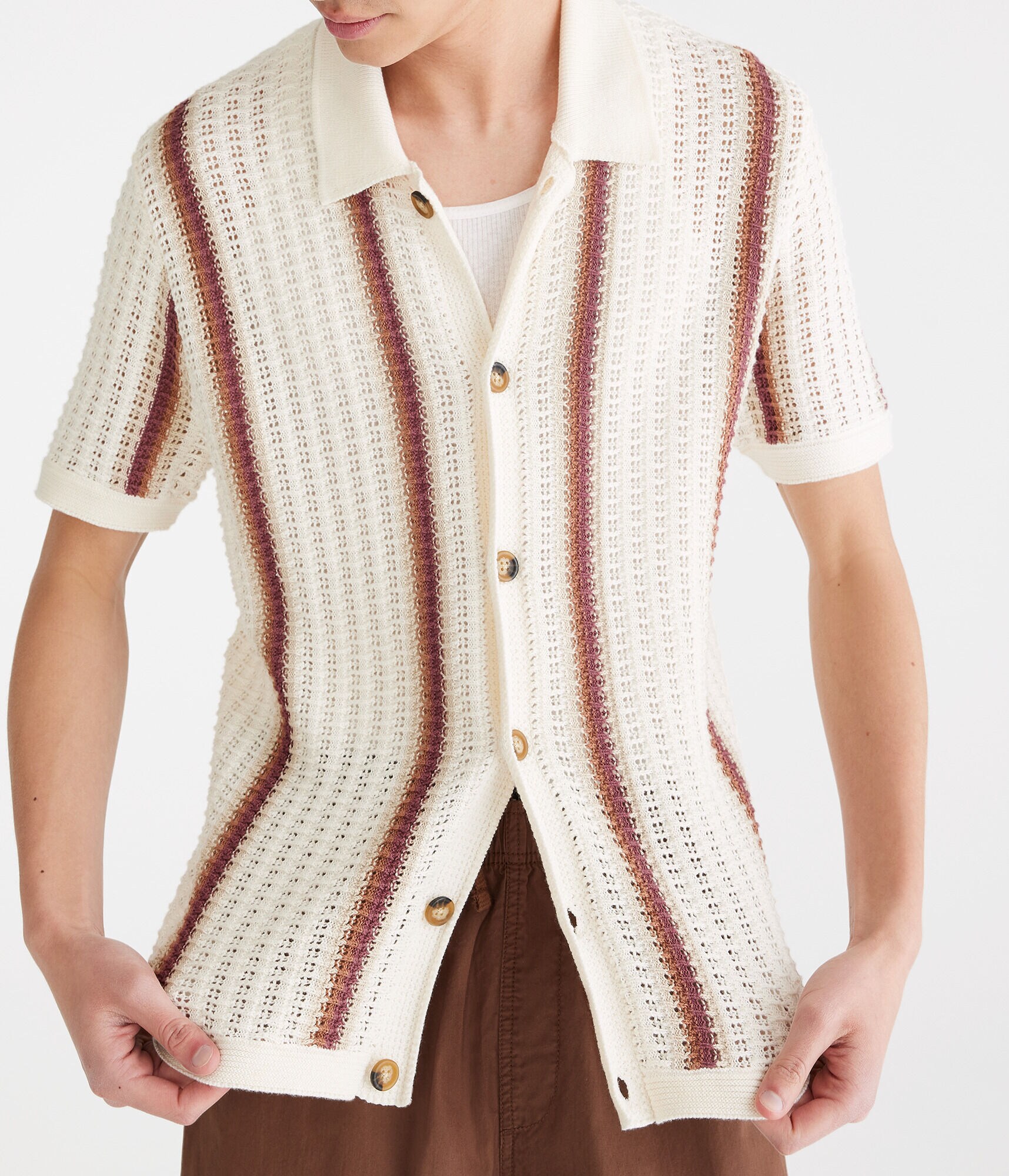 Vertical Stripe Crocheted Shirt
