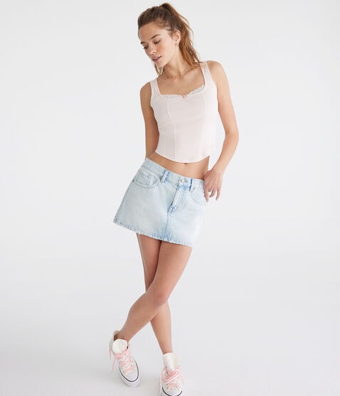 Solid Square-Neck Corset Tank