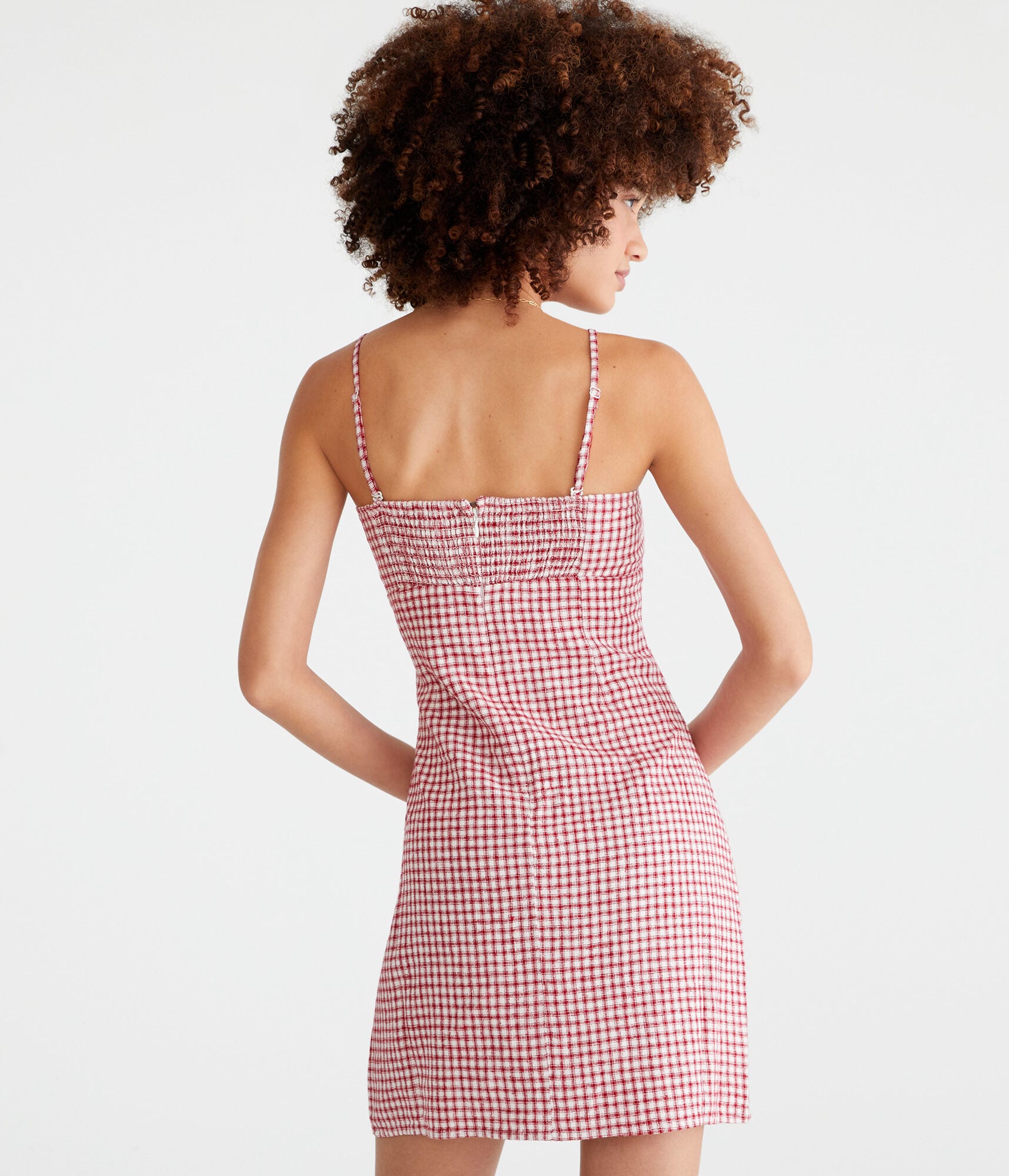 Plaid Strapless Empire Sheath Mini Dress