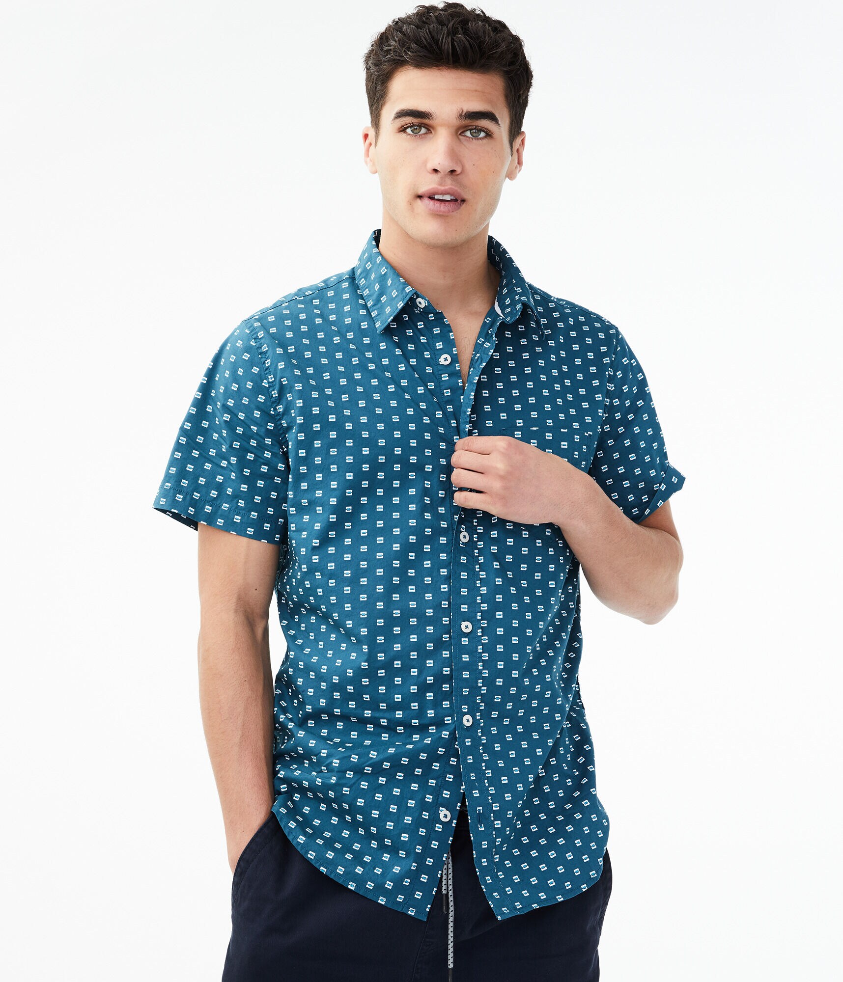 Geometric Button-Down Shirt