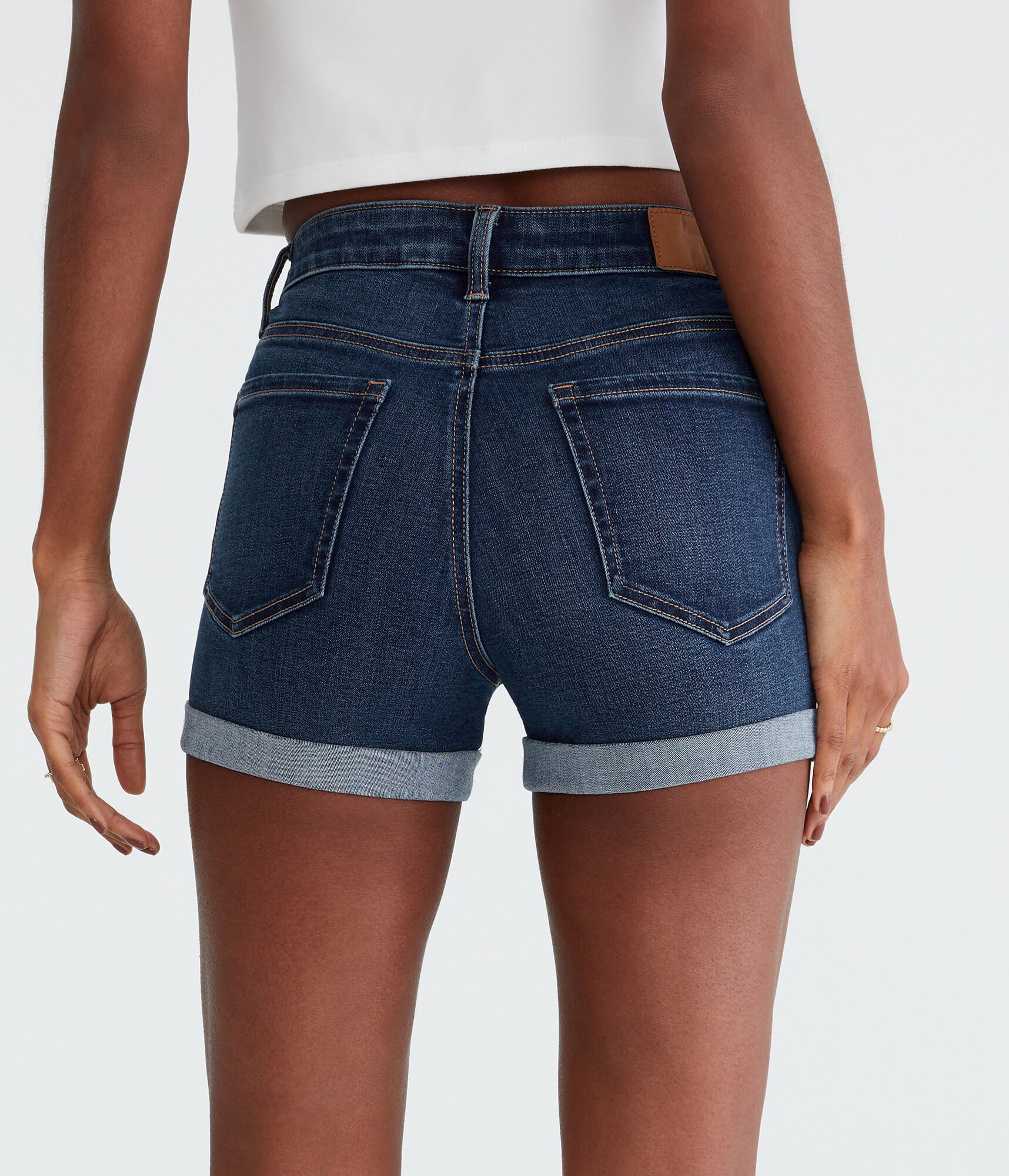 Premium Seriously Stretchy High-Rise Denim Midi Shorts