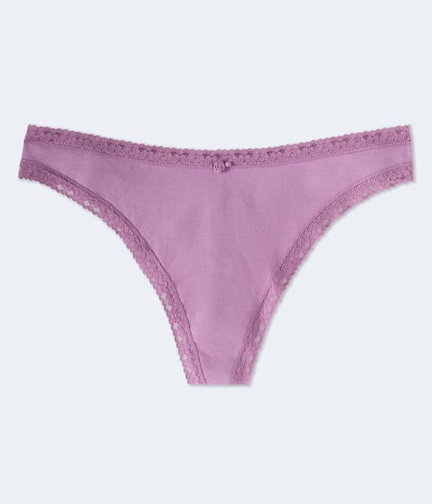 Solid Lace-Trim Thong Solid Lace-Trim Thong