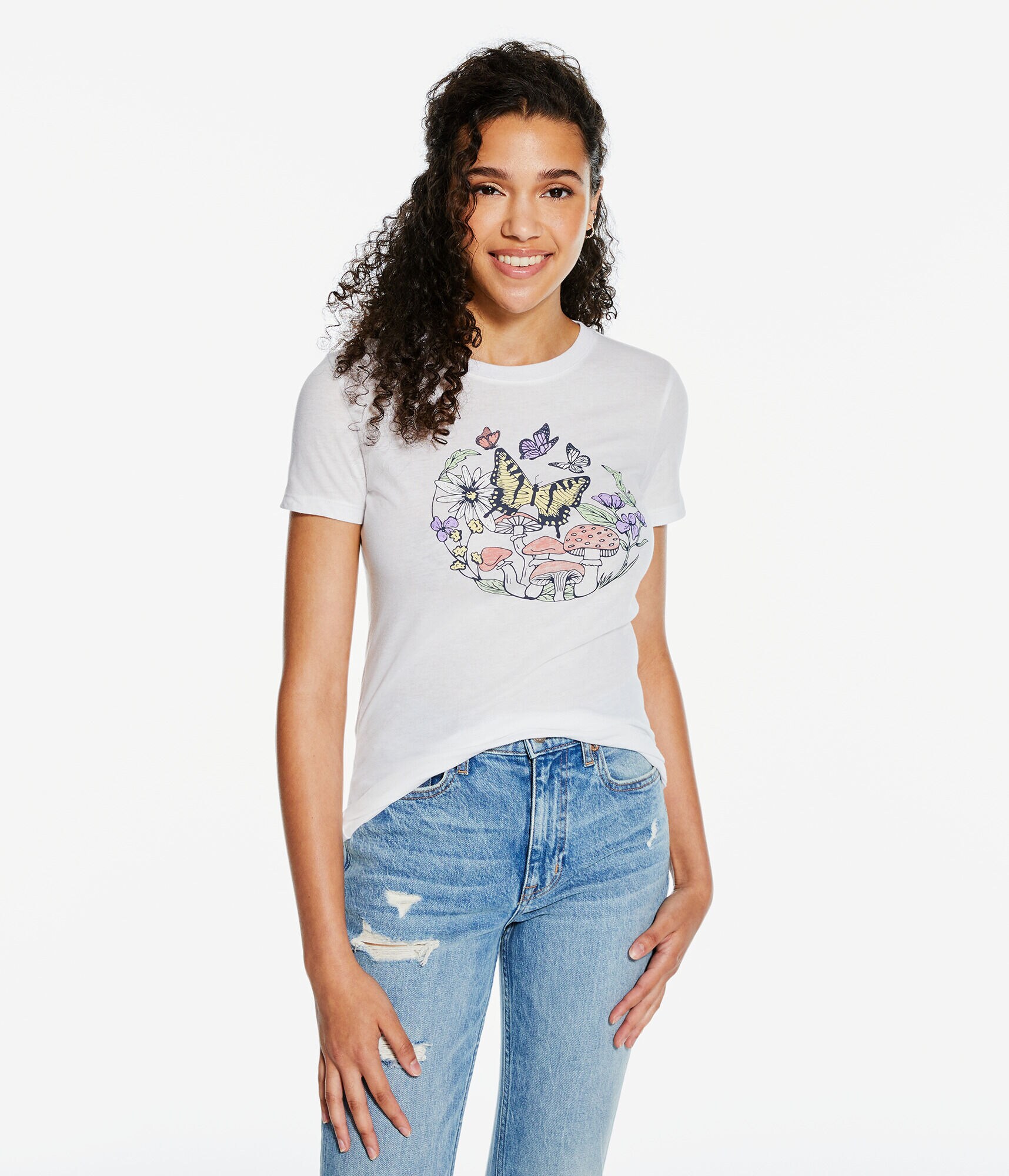 Butterfly Mushroom Circle Graphic Tee