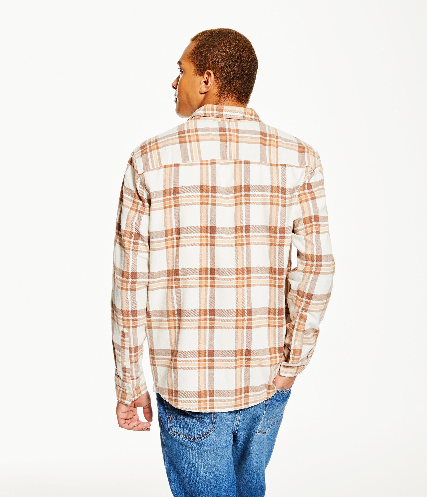Long Sleeve Relaxed Washed Plaid Flannel Shirt