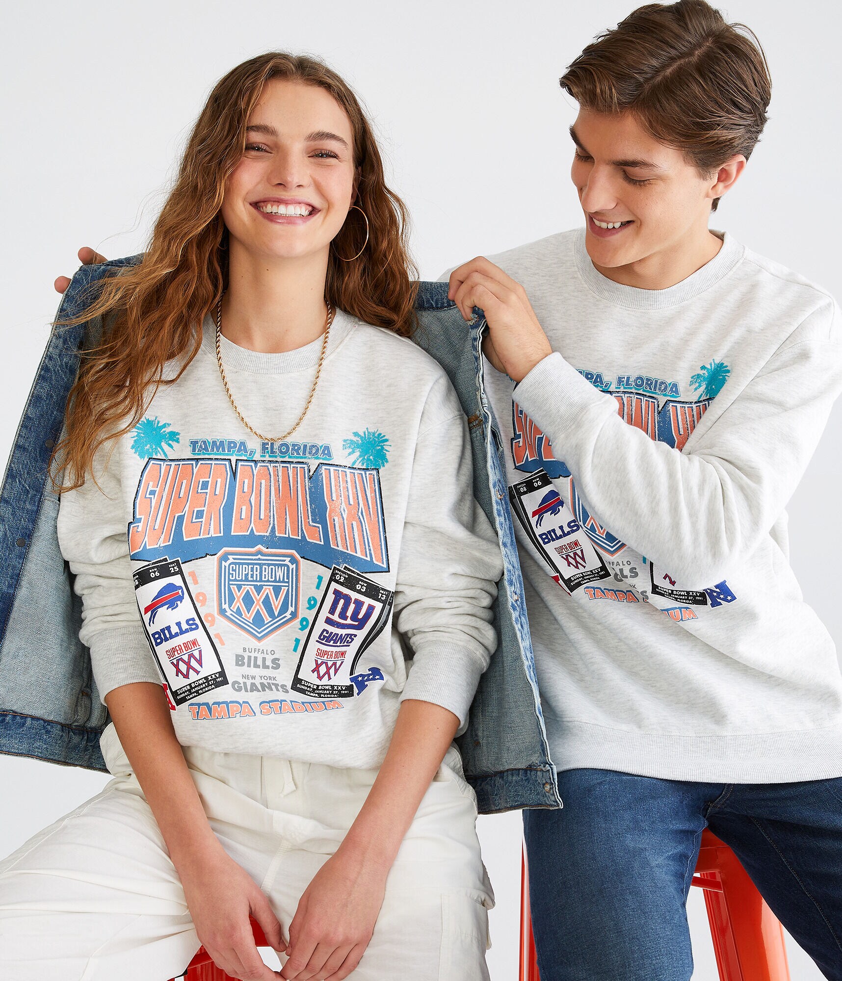 Super Bowl XXV Bills &amp; Giants Crew Sweatshirt