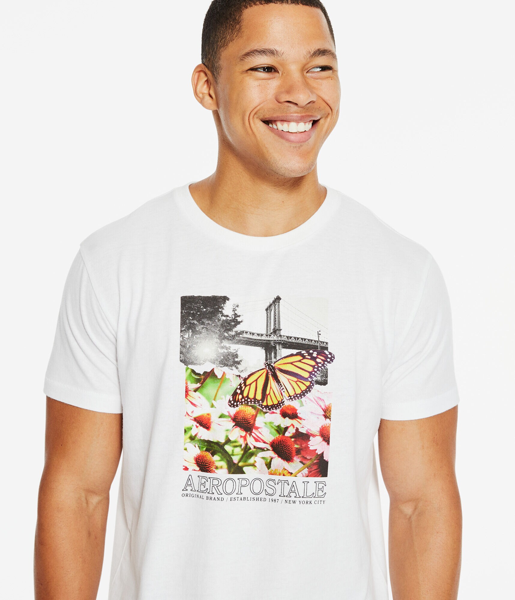 Aeropostale Butterfly Photo Graphic Tee