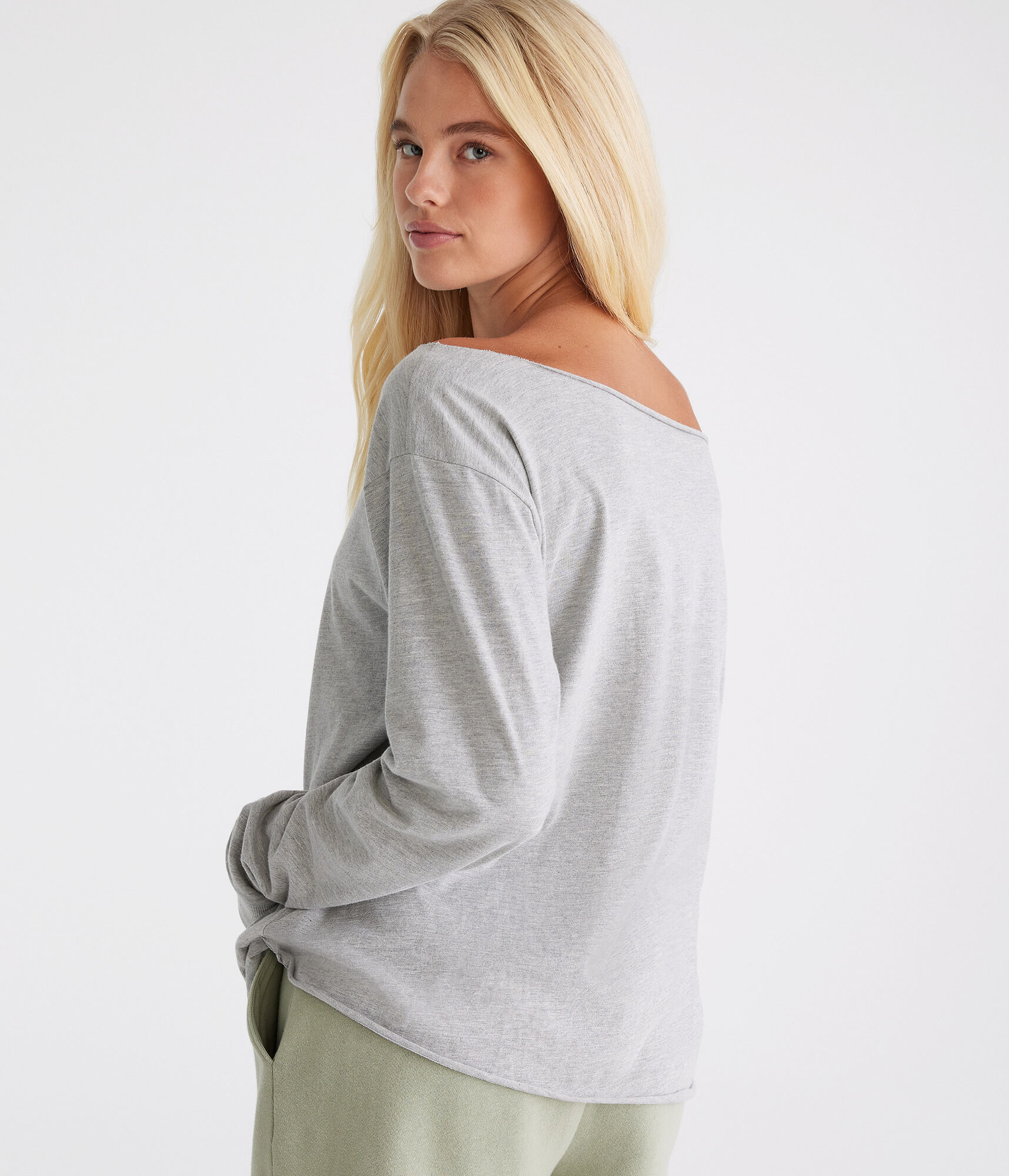 【mnem】Beau Printing One Shoulder Off Tee Long Sleeve 87 Off-The-Shoulder Graphic Tee