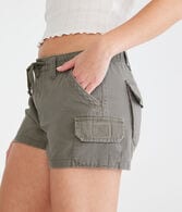 Low-Rise Twill Tie Cargo Shorty Shorts