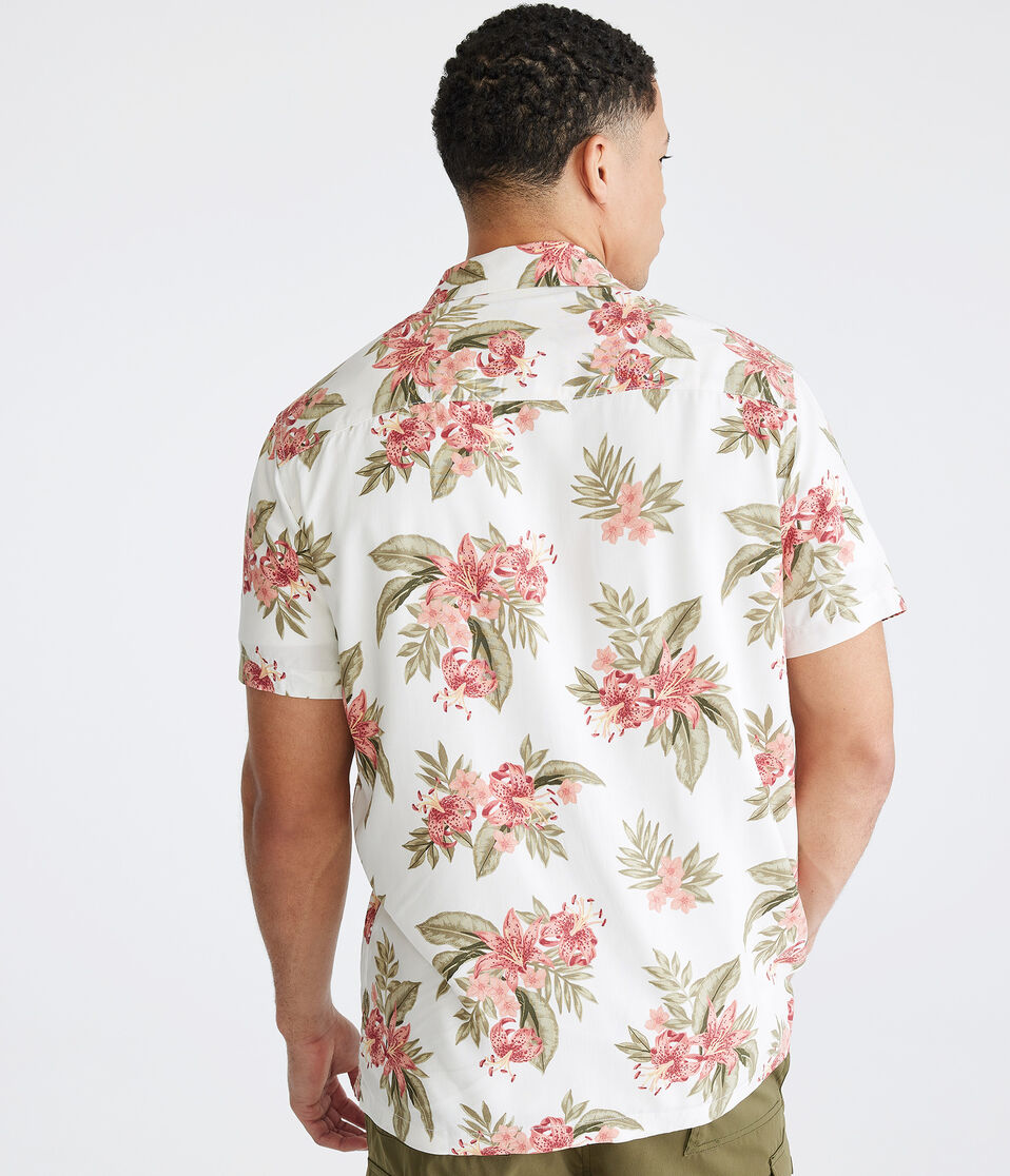Tropical Floral Print Camp Shirt