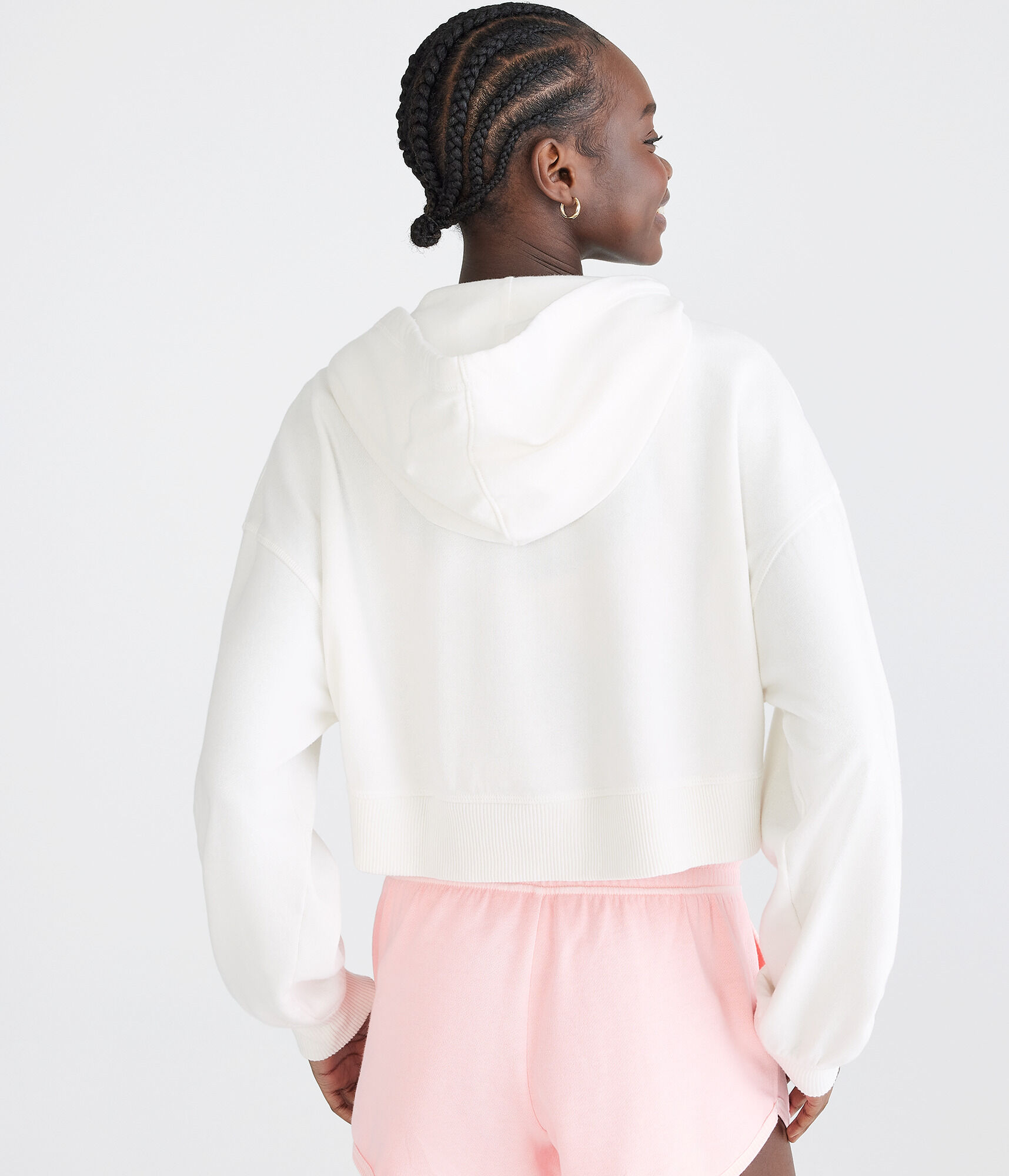 Oversized Cropped Full-Zip Hoodie