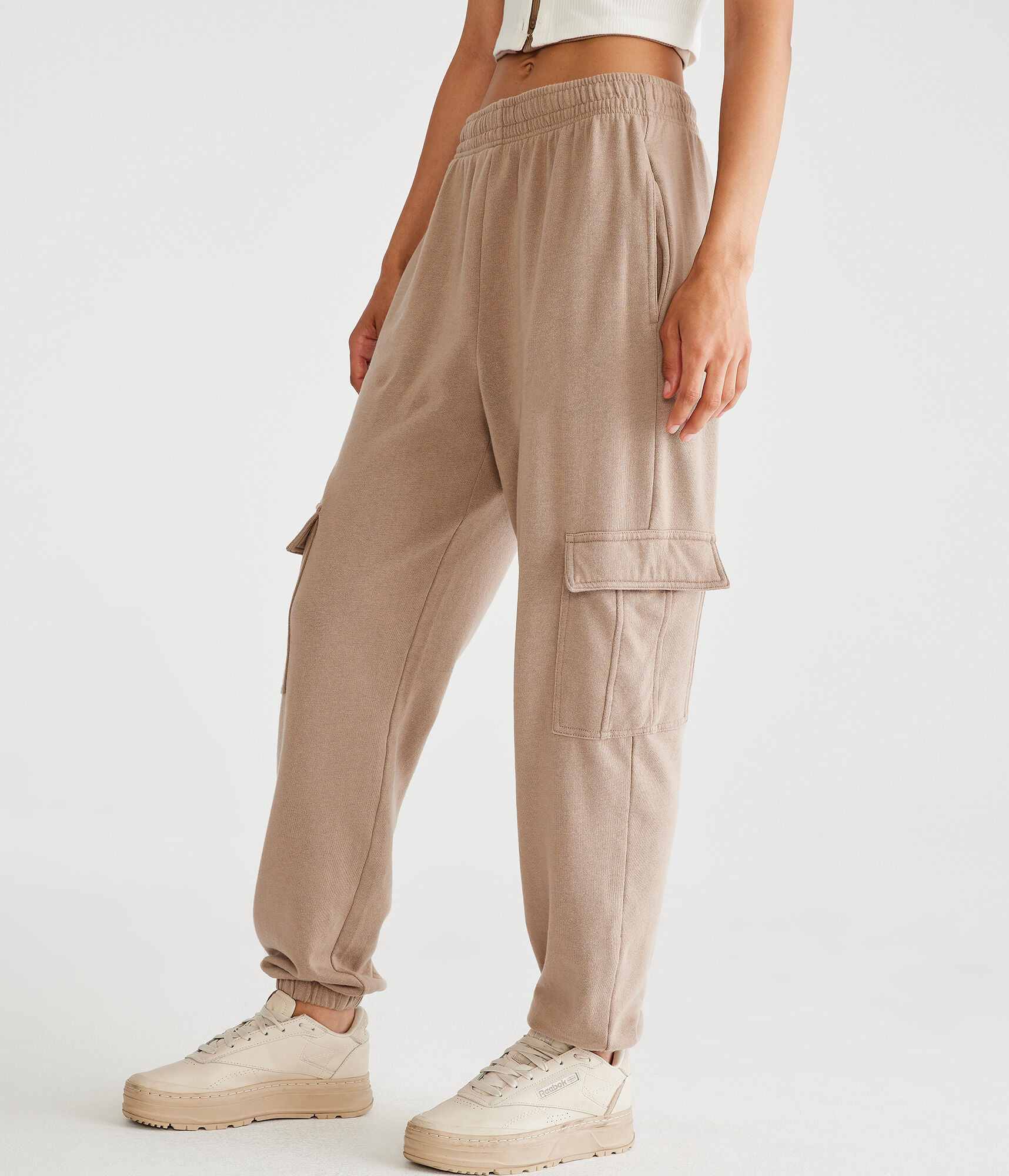 Slouchy Mid-Rise Cargo Sweatpants