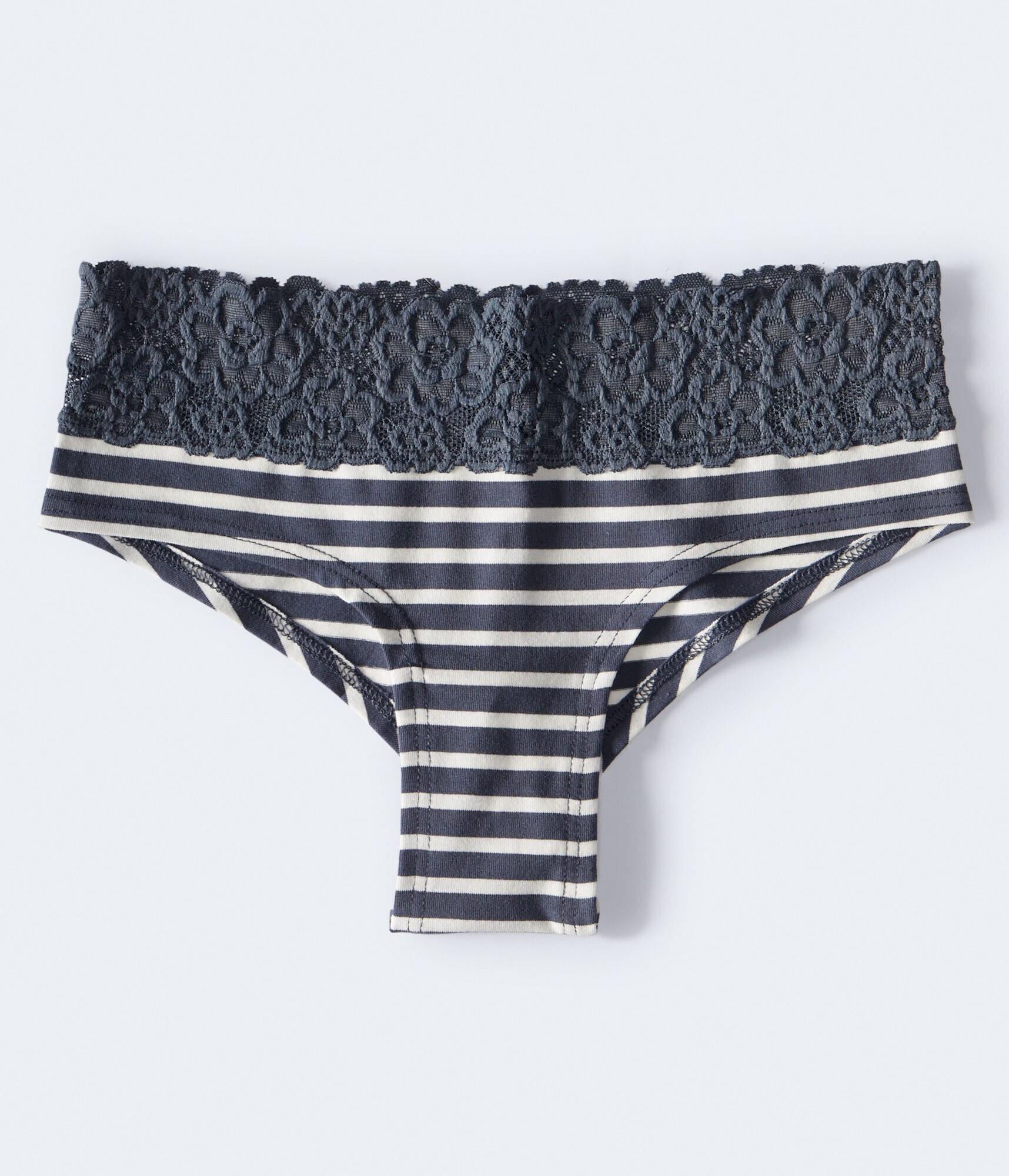 Striped Lace-Trim Cheeky