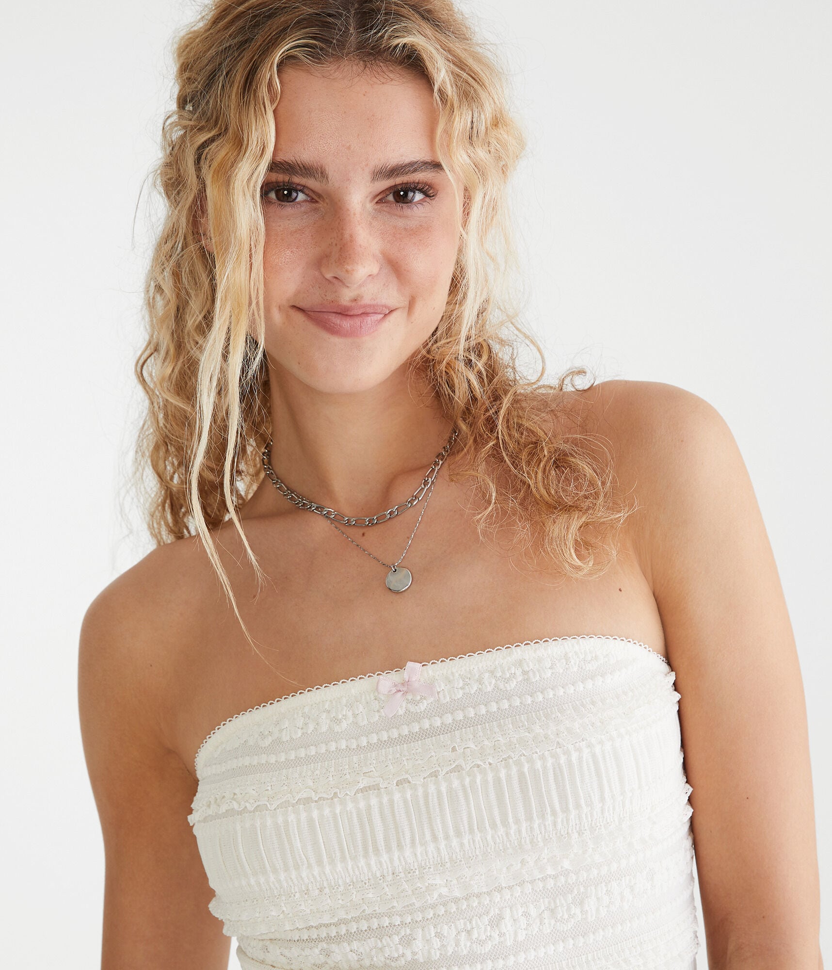 Textured Lace Tube Top