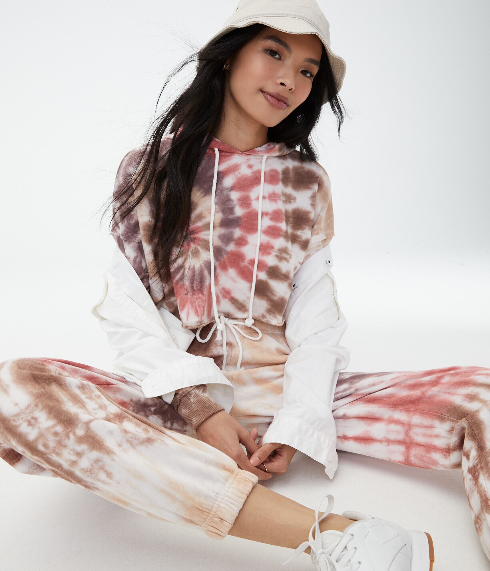 Tie-Dye Cropped Boyfriend Pullover Hoodie