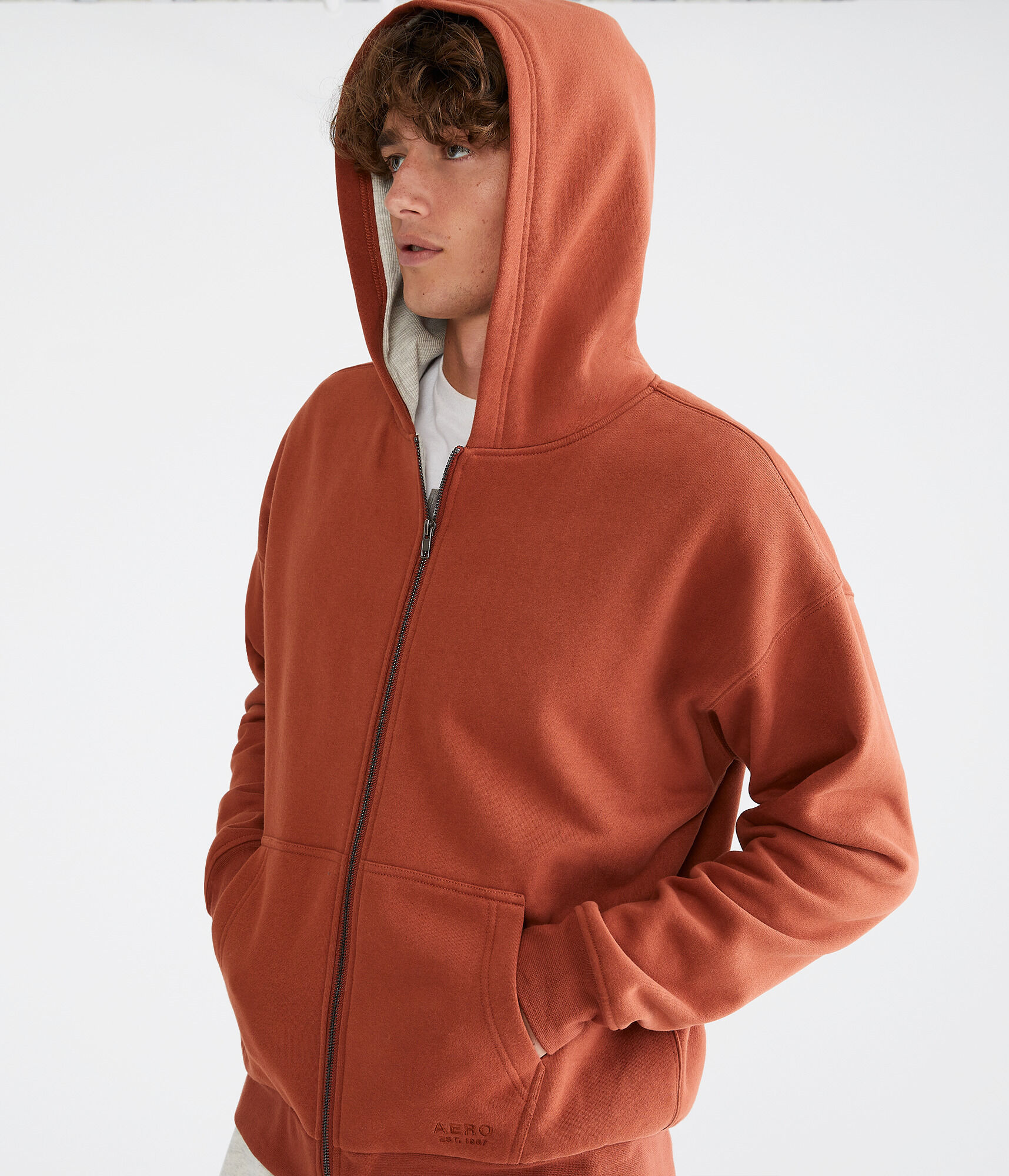 Solid Thermal Full-Zip Hoodie