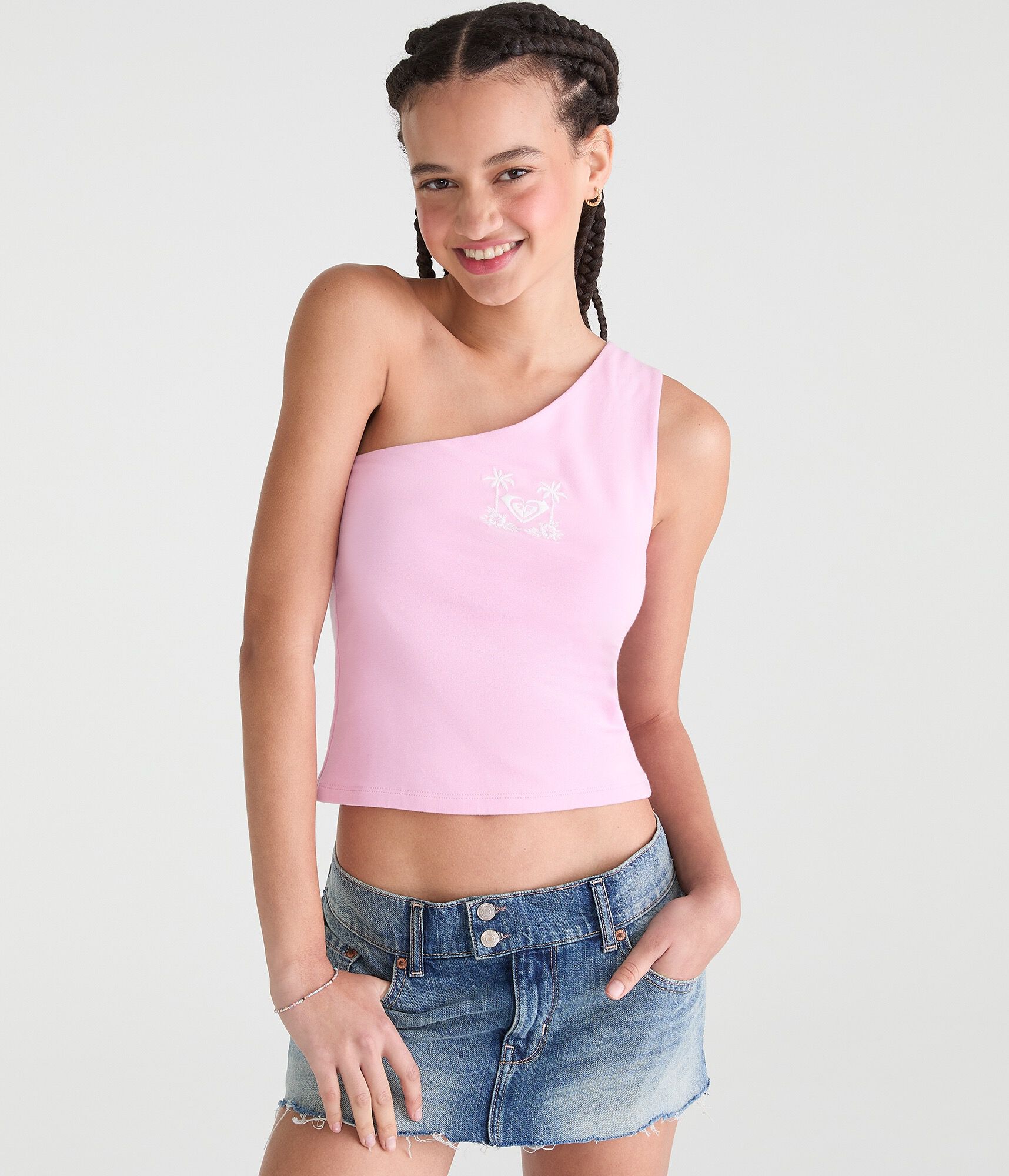 Roxy Logo One-Shoulder Tank Top