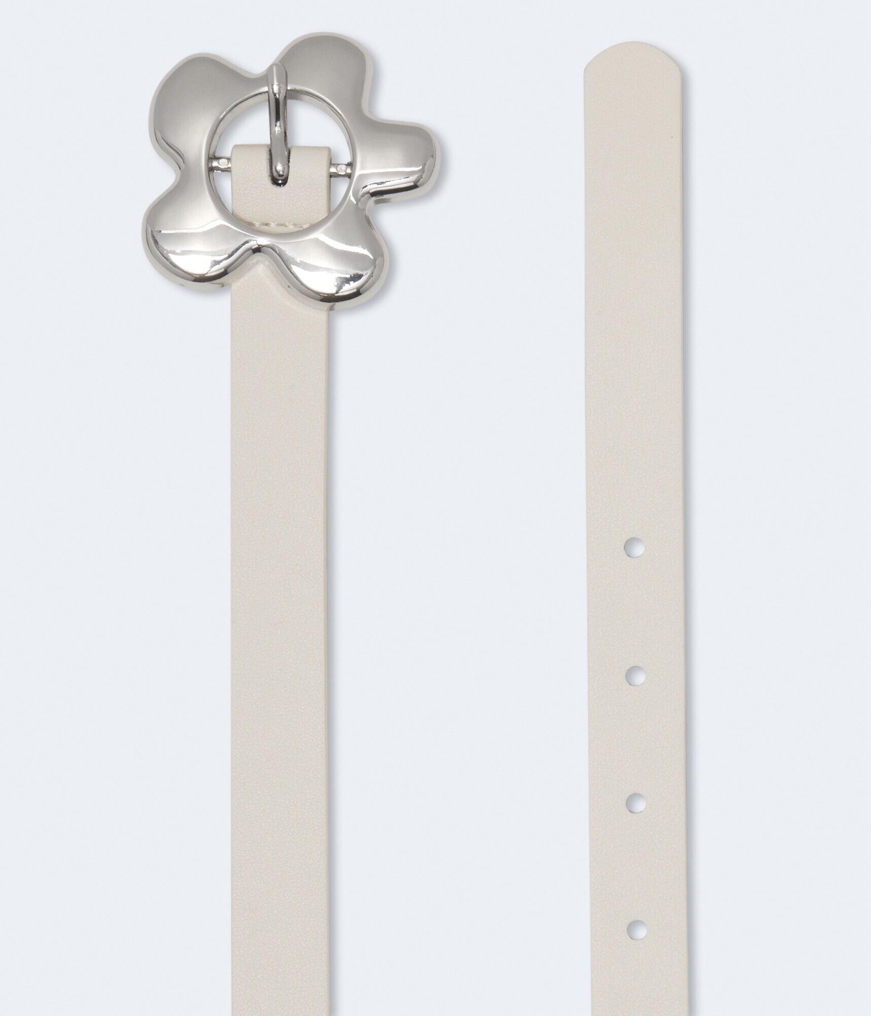 Faux Leather Flower-Buckle Belt