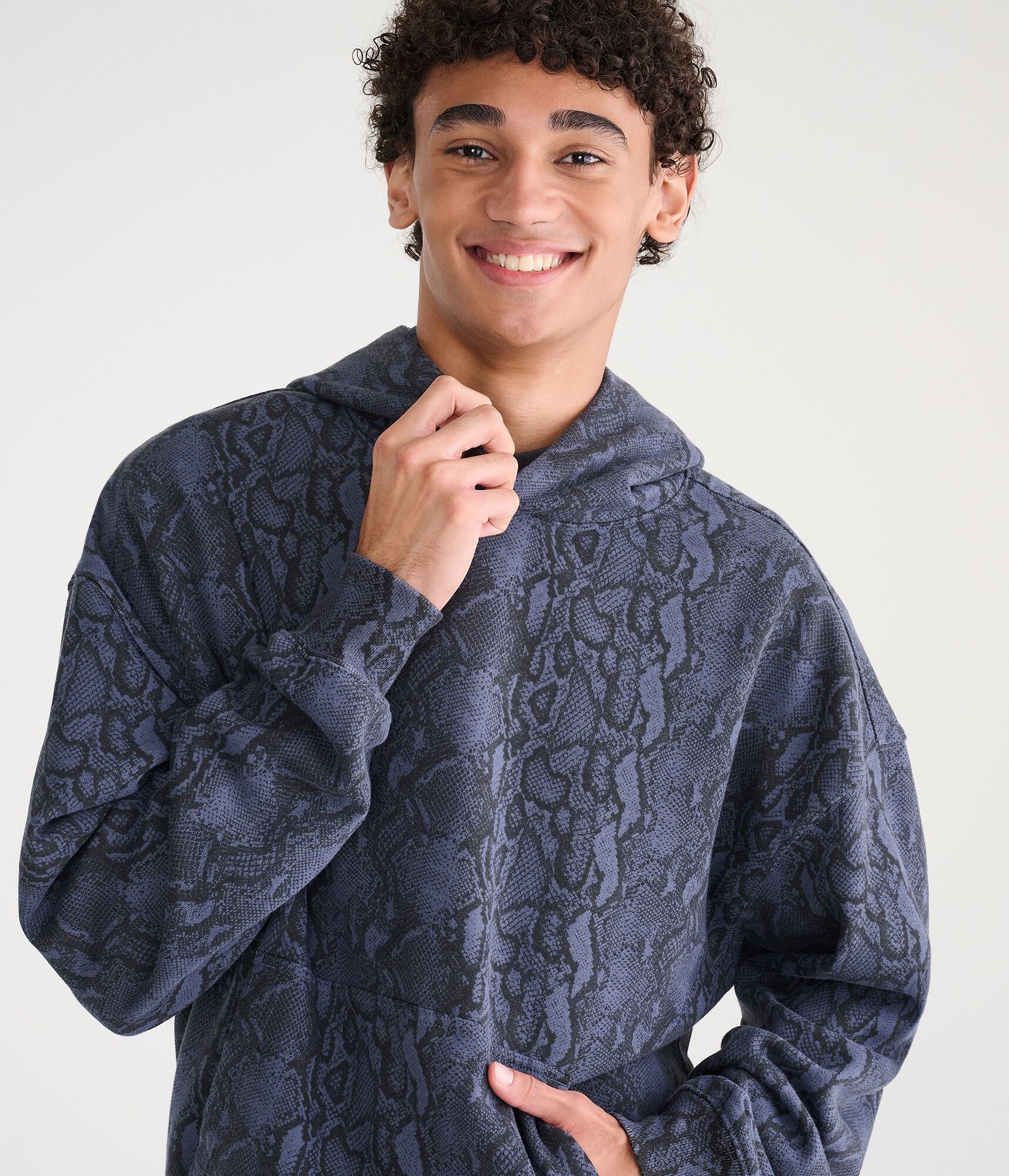 Cloud Soft Snake Print Boxy Pullover Hoodie
