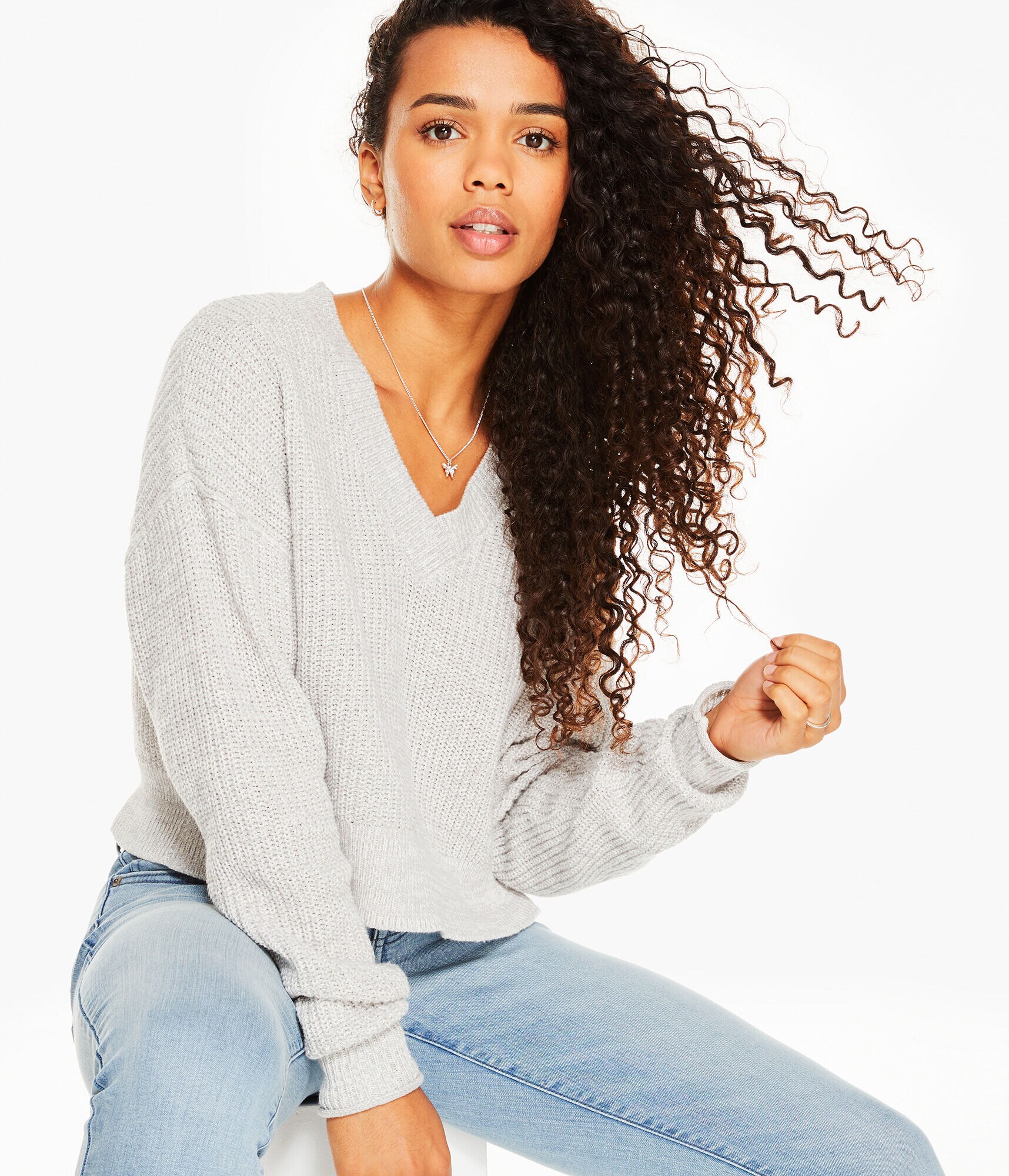 Ribbed V-Neck Sweater