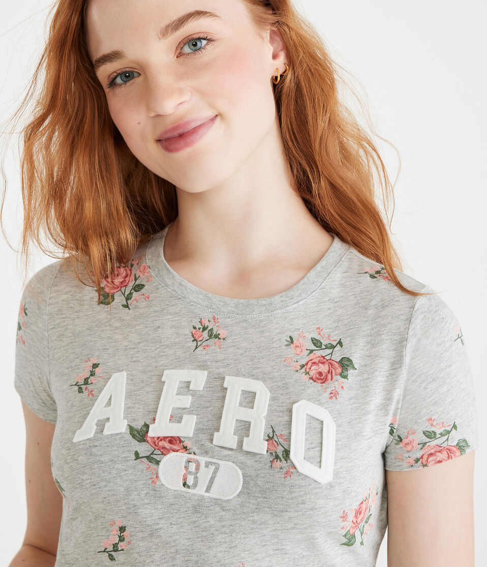 Aero Allover Floral Appliqué Graphic Tee