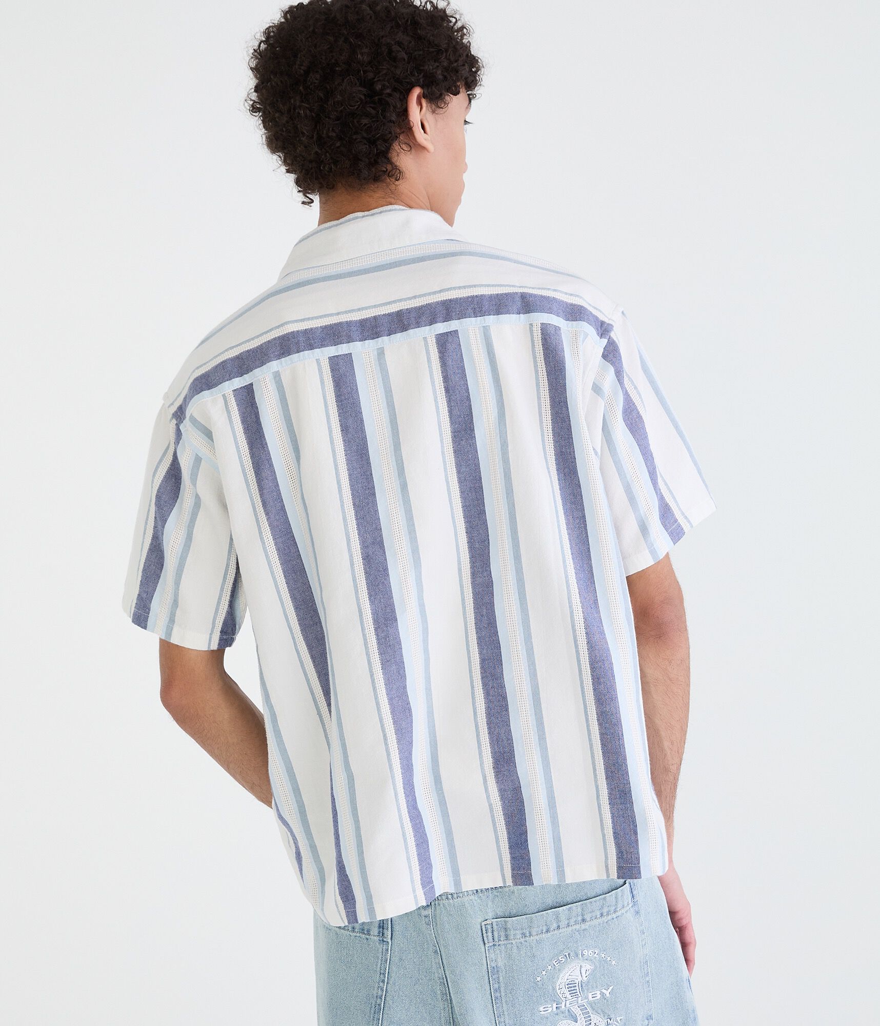 Vertical Textured Stripe Boxy Shirt